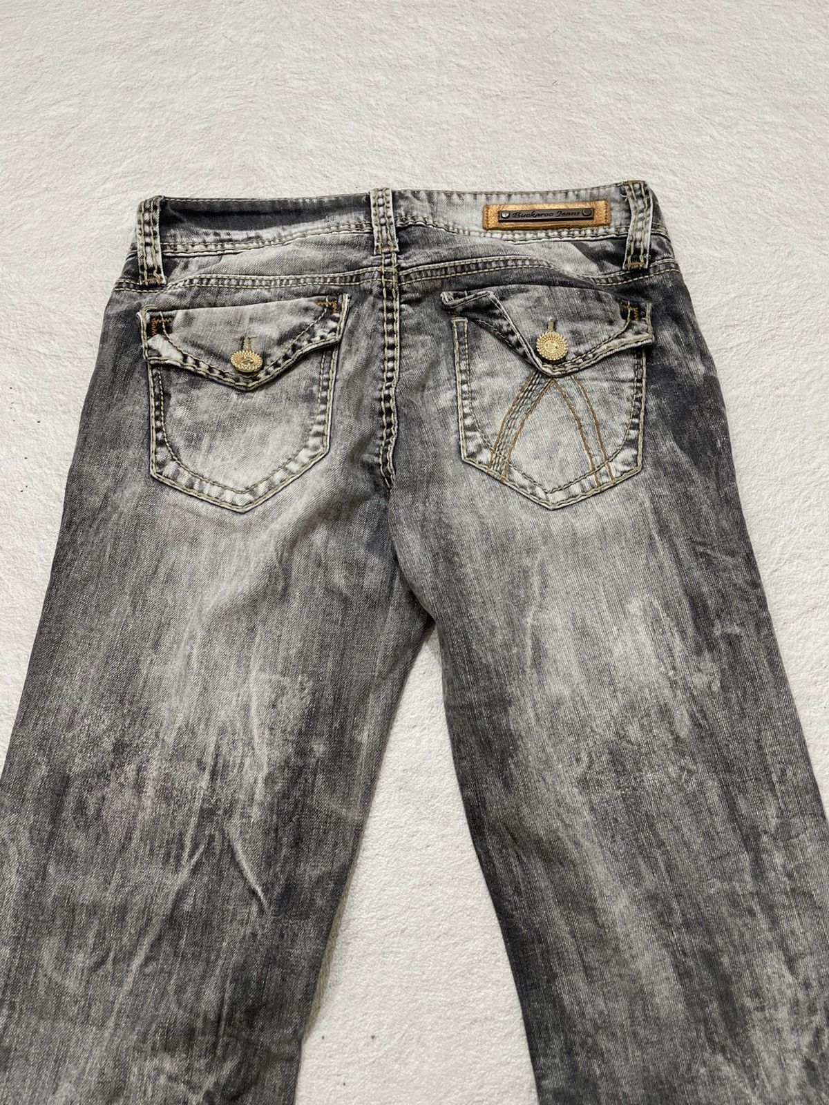 Japanese Brand 00s Buckaro Flare Denim Mudwash Grey Y2K Japan Size US 28 / EU 44 - 12 Thumbnail