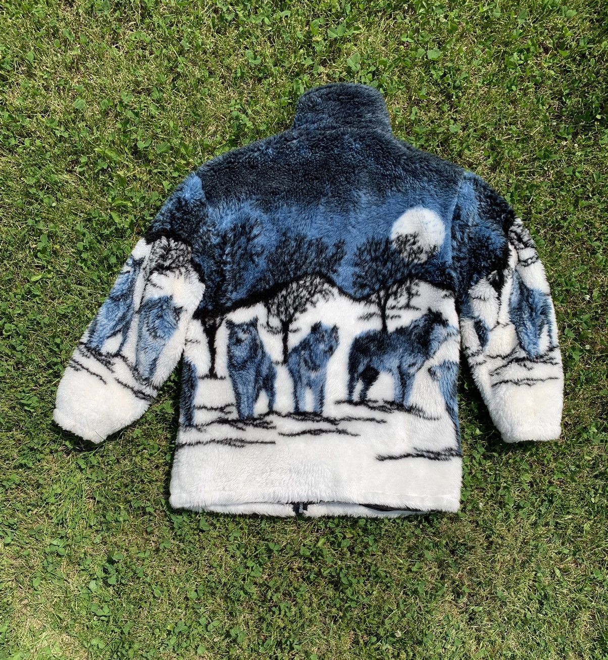 Vintage Vintage Wolf Print Zip Up Fleece Jacket Y2K Size US M / EU 48-50 / 2 - 2 Thumbnail