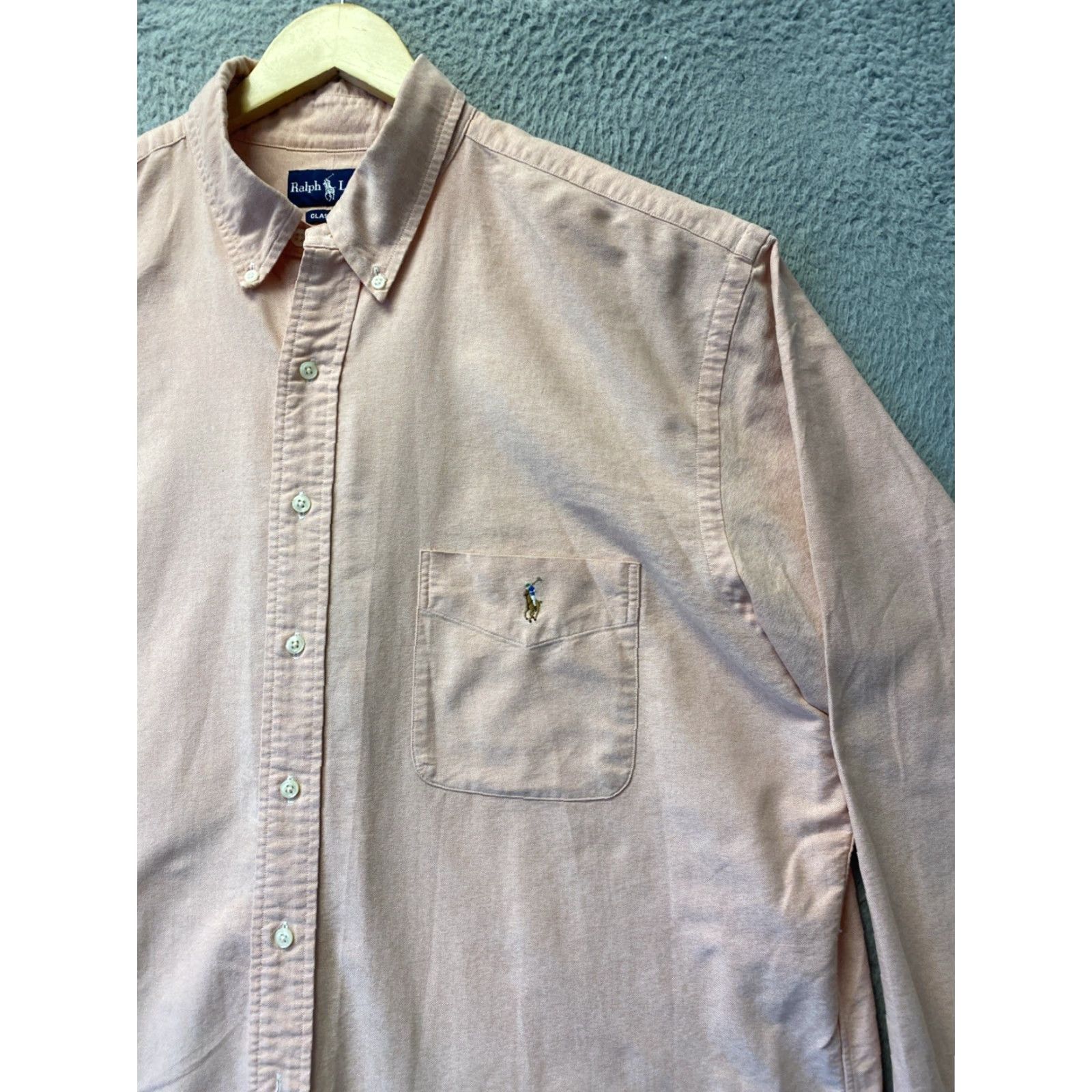 Ralph Lauren RALPH LAUREN Button-Down Shirt Mens XLT Peach Long Sleeve Classic Polo Pony Logo Button-Up Casual Shirt Mens Size US XL / EU 56 / 4 - 2 Thumbnail