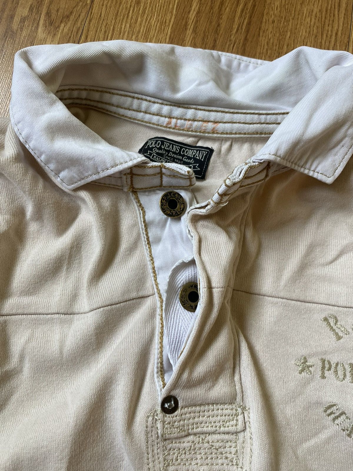 Polo Ralph Lauren Vintage Polo Jeans Co Ralph Lauren Rugby Beige Mens 2XL Size US XXL / EU 58 / 5 - 9 Thumbnail