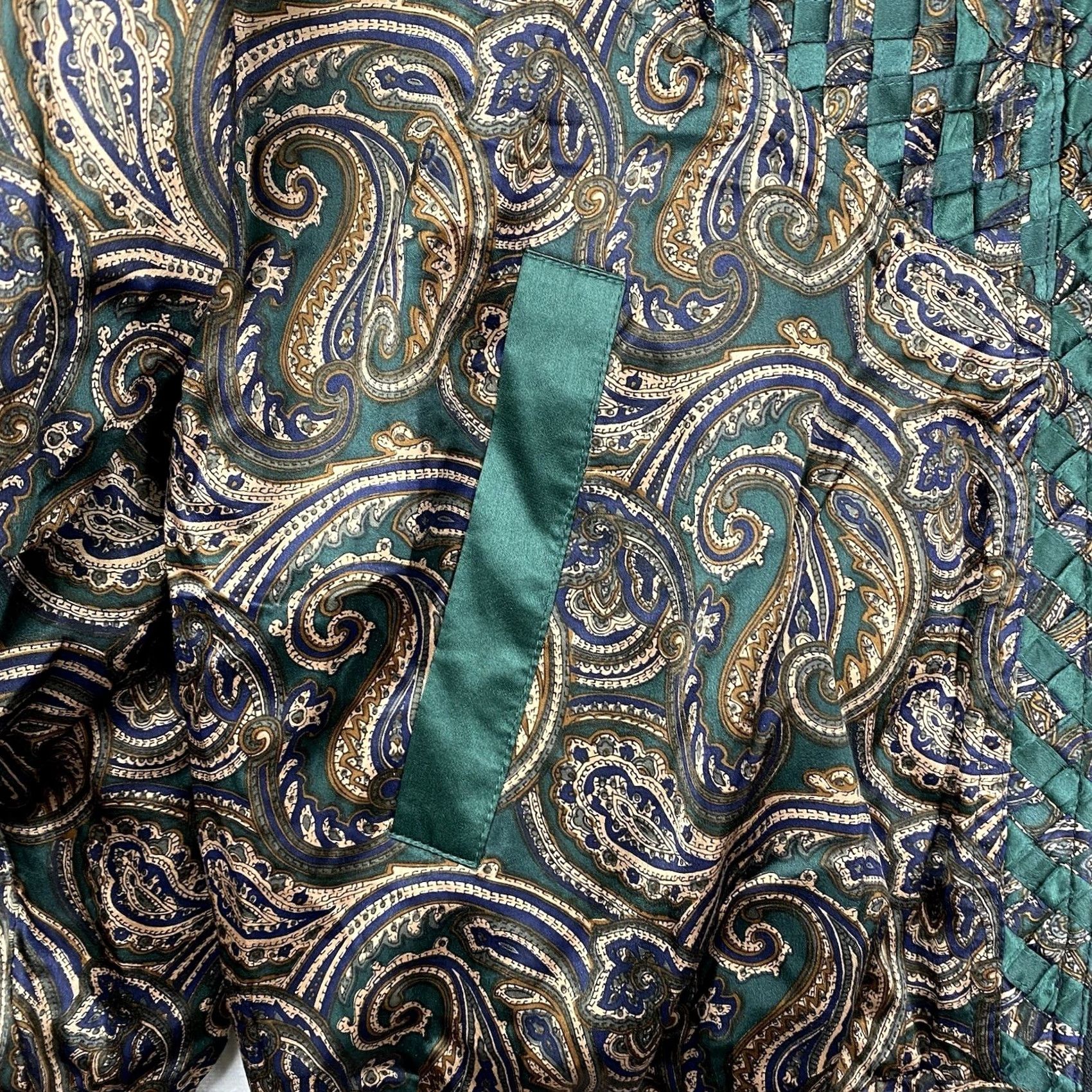 Greats VINTAGE Cavalier Jacket Womens XS Paisley Green 100% Silk Lace Zipper Short Sleeve Hand Wash Only Size XS / US 0-2 / IT 36-38 - 2 Thumbnail