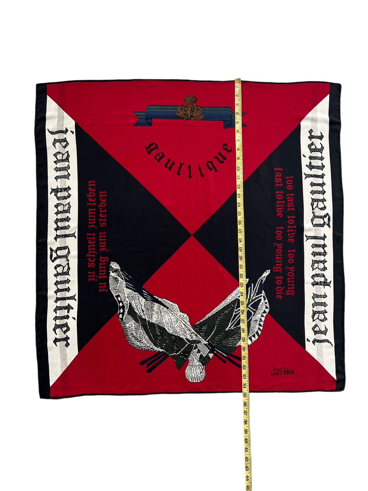 Jean Paul Gaultier Vintage JPG ‘Too Fast To Live, Too Young To Die” Silk Scarf Size ONE SIZE - 9 Thumbnail