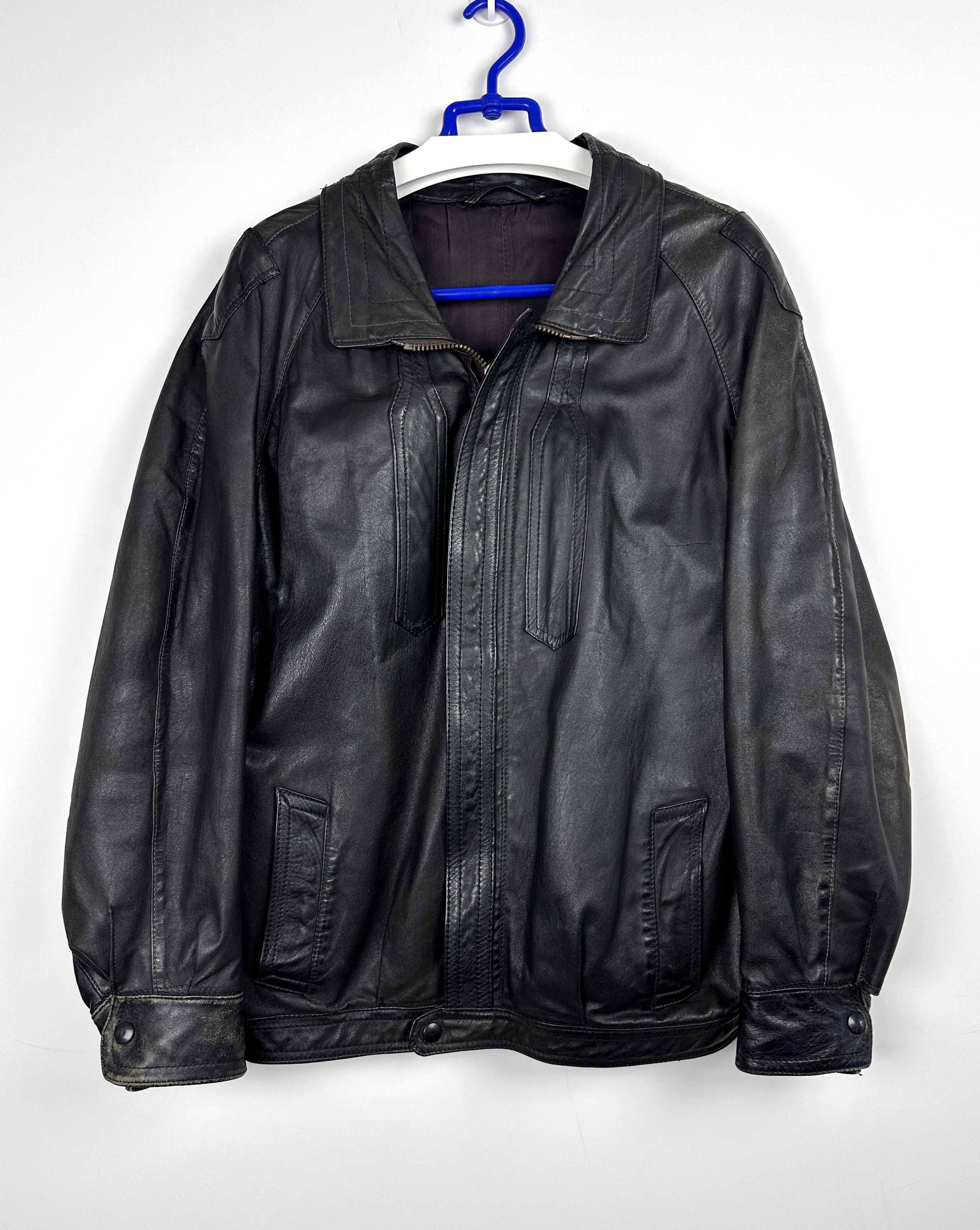 Vintage Vintage leather bomber jacket boxy opium Size US L / EU 52-54 / 3 - 5 Thumbnail