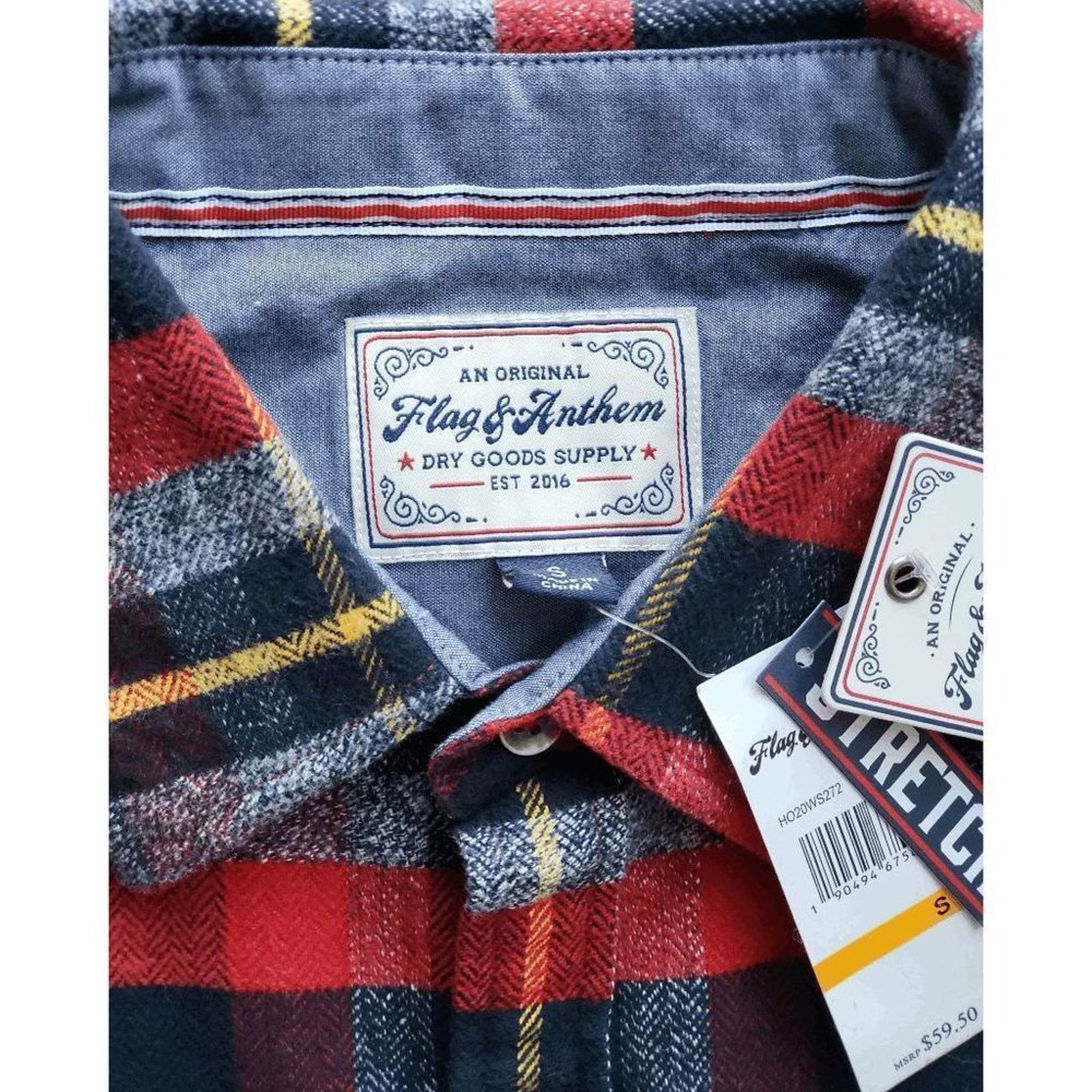 Flag & Anthem NWT Flag & Anthem Ames Pocket Flannel Shacket Red Men's S Size US S / EU 44-46 / 1 - 2 Thumbnail