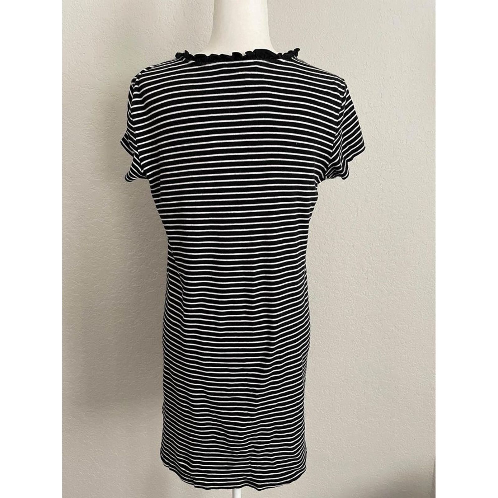 ralph lauren black and white striped dress LAUREN RALPH LAUREN Womens Black & White Striped Day Polyester Dress L   Loopi