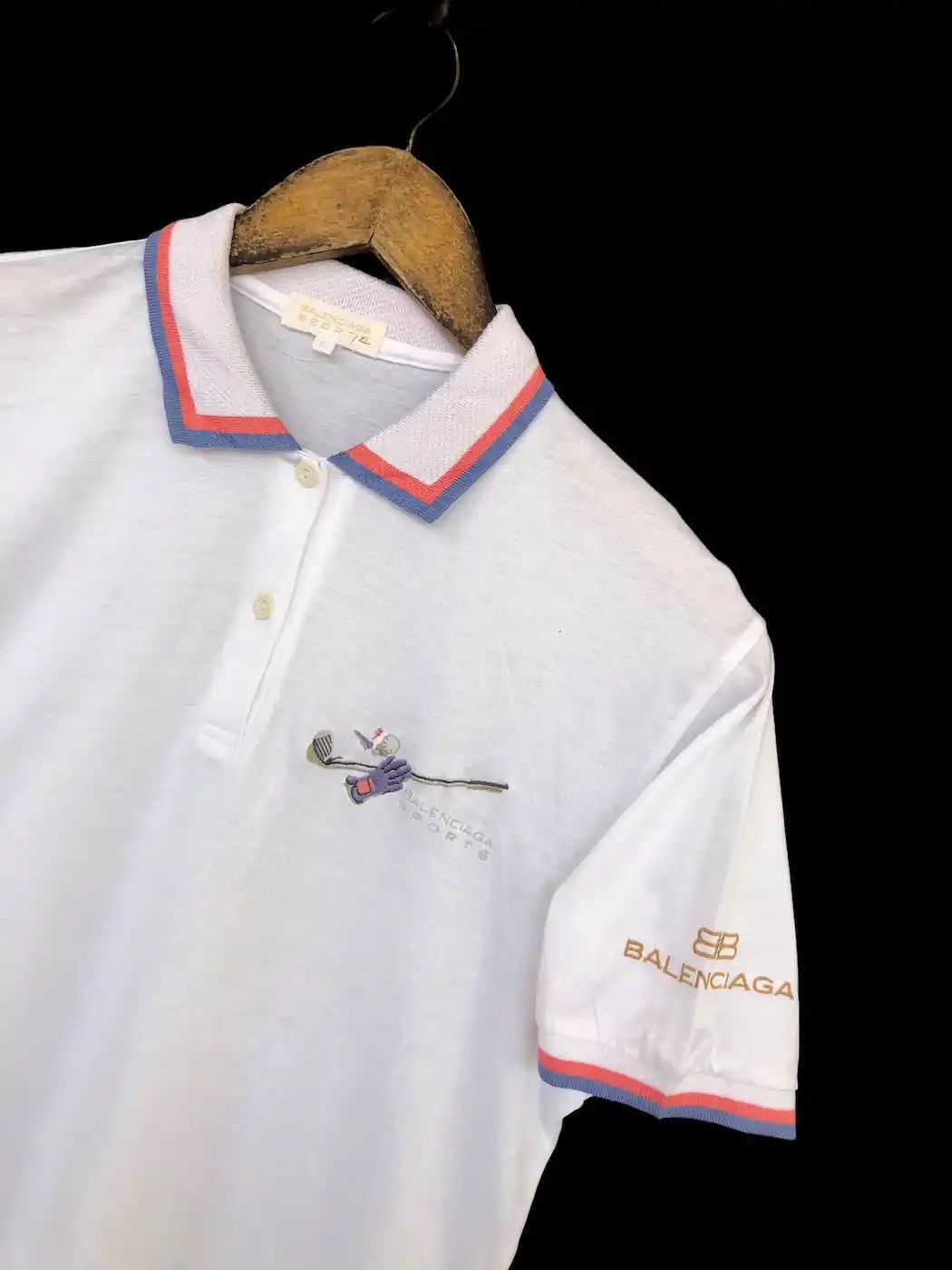 Pre-owned Balenciaga Grailog  Twin Tipped Polo Golf Shirt In White