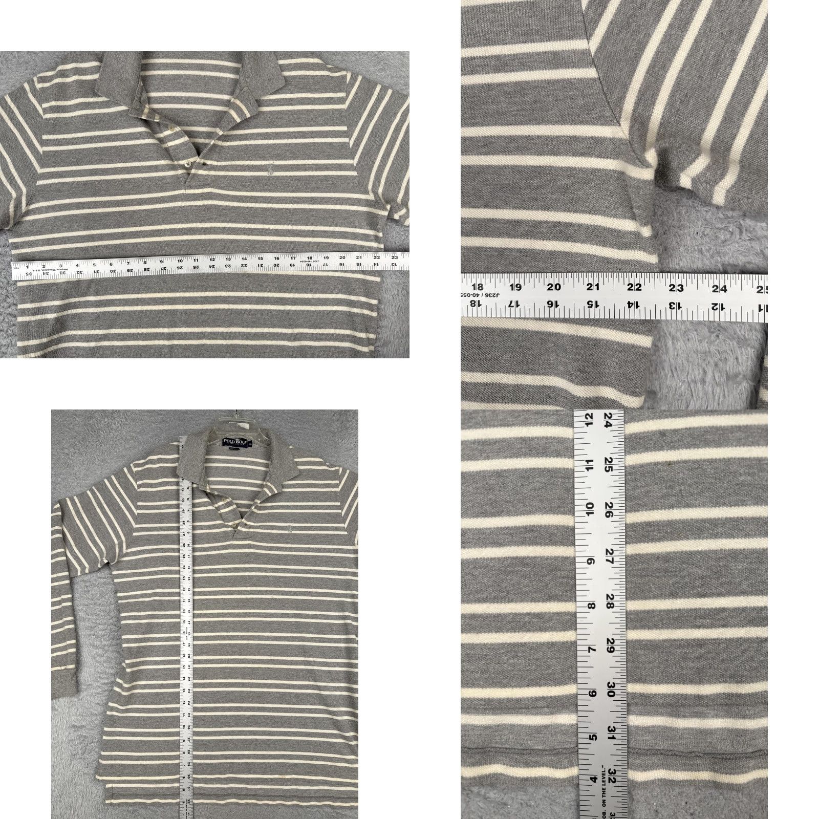 Polo Ralph Lauren Polo Ralph Lauren Polo Shirt Mens XL Gray Stripe Knit Long Sleeve Golf Rugby Size US XL / EU 56 / 4 - 8 Thumbnail