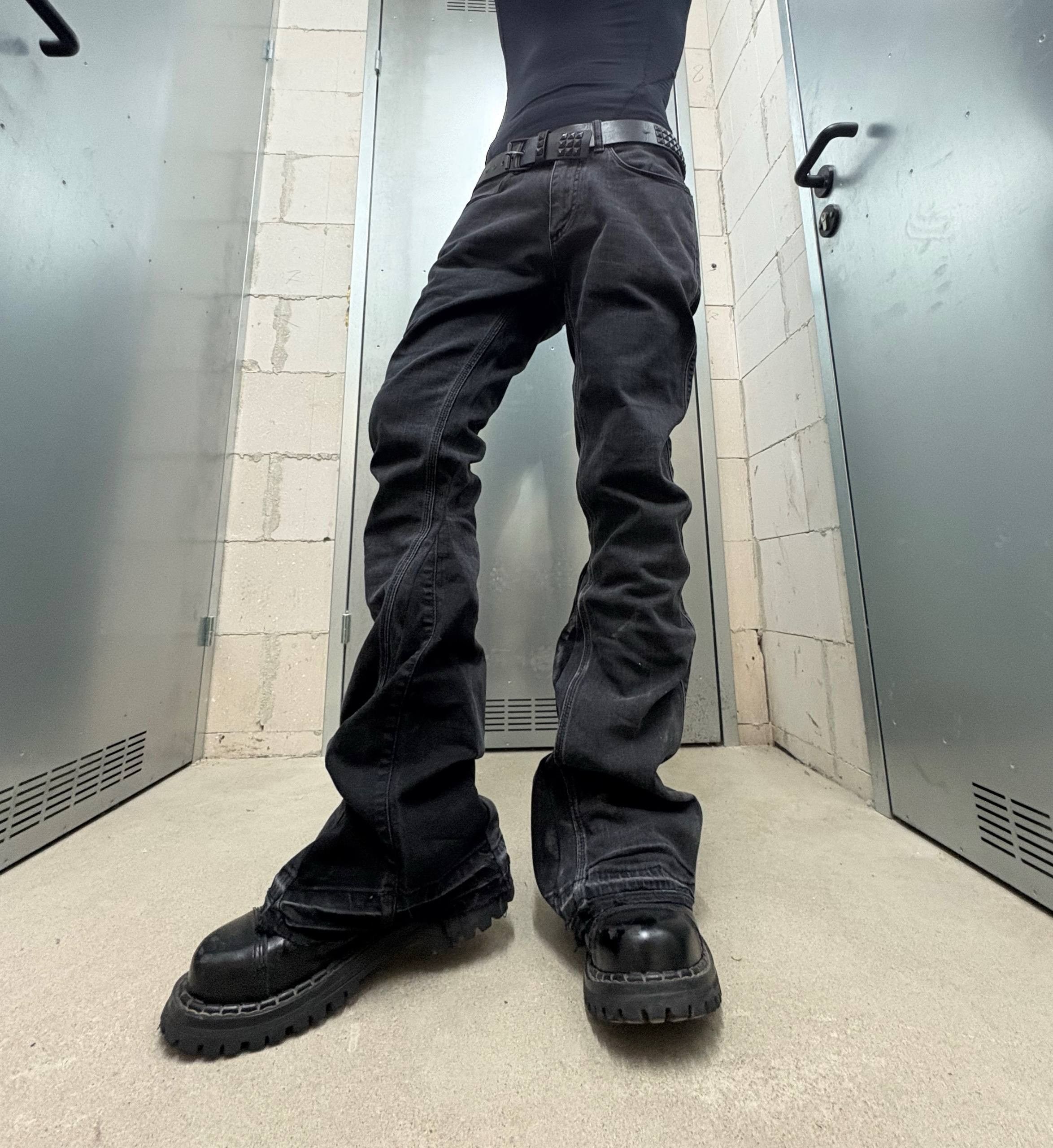 Japanese Brand Custom Black Baggy Distressed Jeans Painted Wide Leg Size US 31 - 3 Thumbnail
