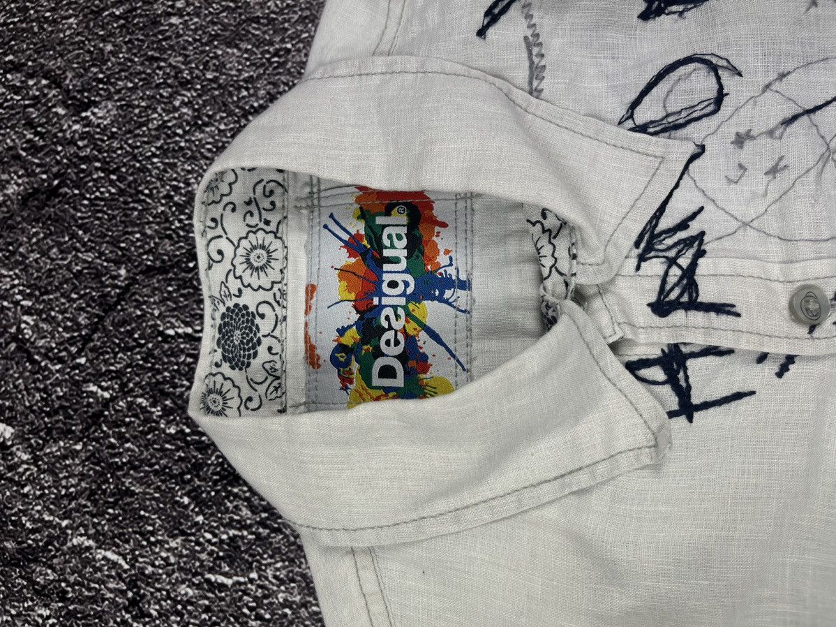 Desigual RARE Desigual Vintage Y2K Linen Button Up Embroidered T-Shir Size US M / EU 48-50 / 2 - 7 Thumbnail