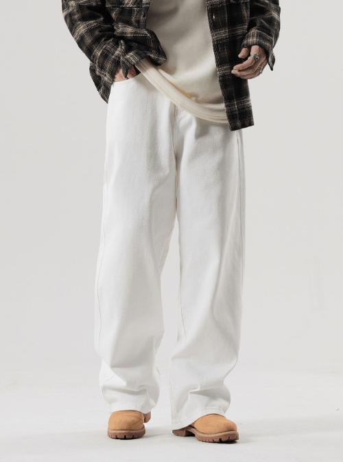 Japanese Brand High street white straight cleanfit wide-leg jeans Size US 32 / EU 48 - 1 Thumbnail