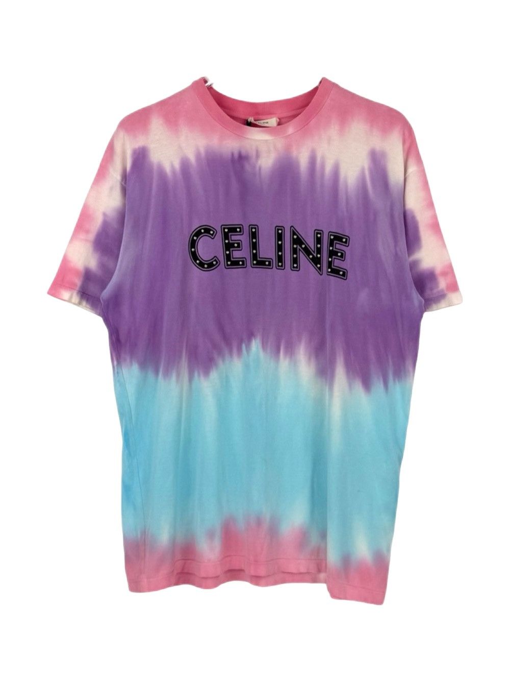 Celine Celine black white tie dye logo t shirt Hedi Slimane | Grailed