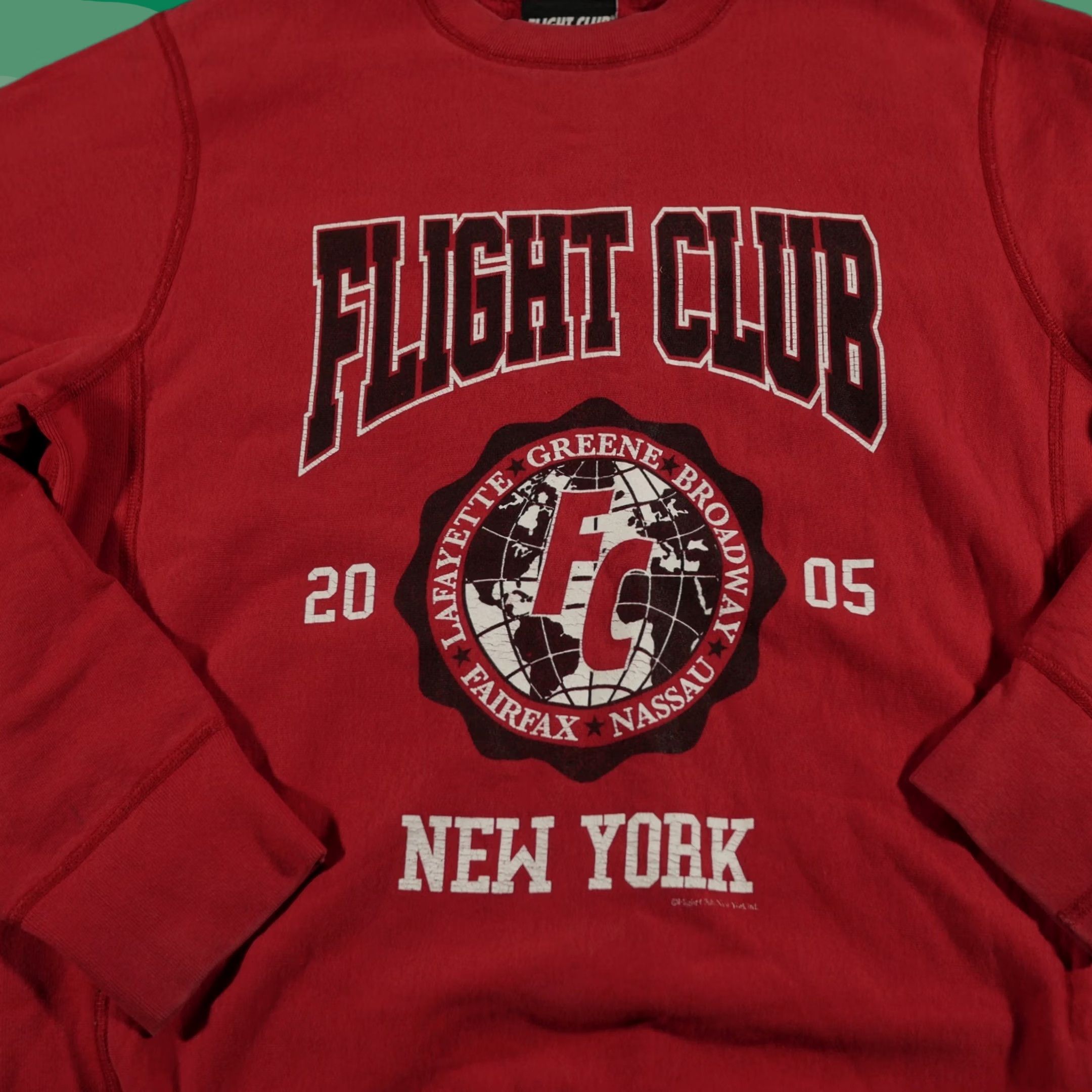 Spell VINTAGE Flight Club Sweatshirt Mens M Red New York Spell Out Crest Pullover FC Size US M / EU 48-50 / 2 - 1 Thumbnail