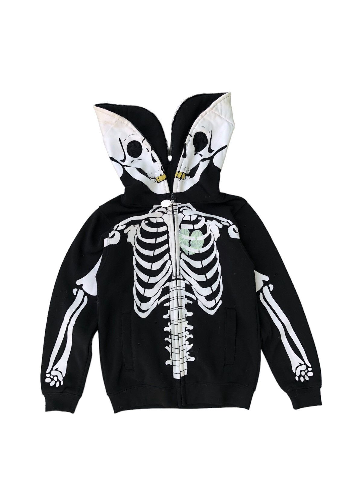 image of Accept Offerlevel Spotswear Full Zipper Skull Hoodie in Black, Men's (Size Small)