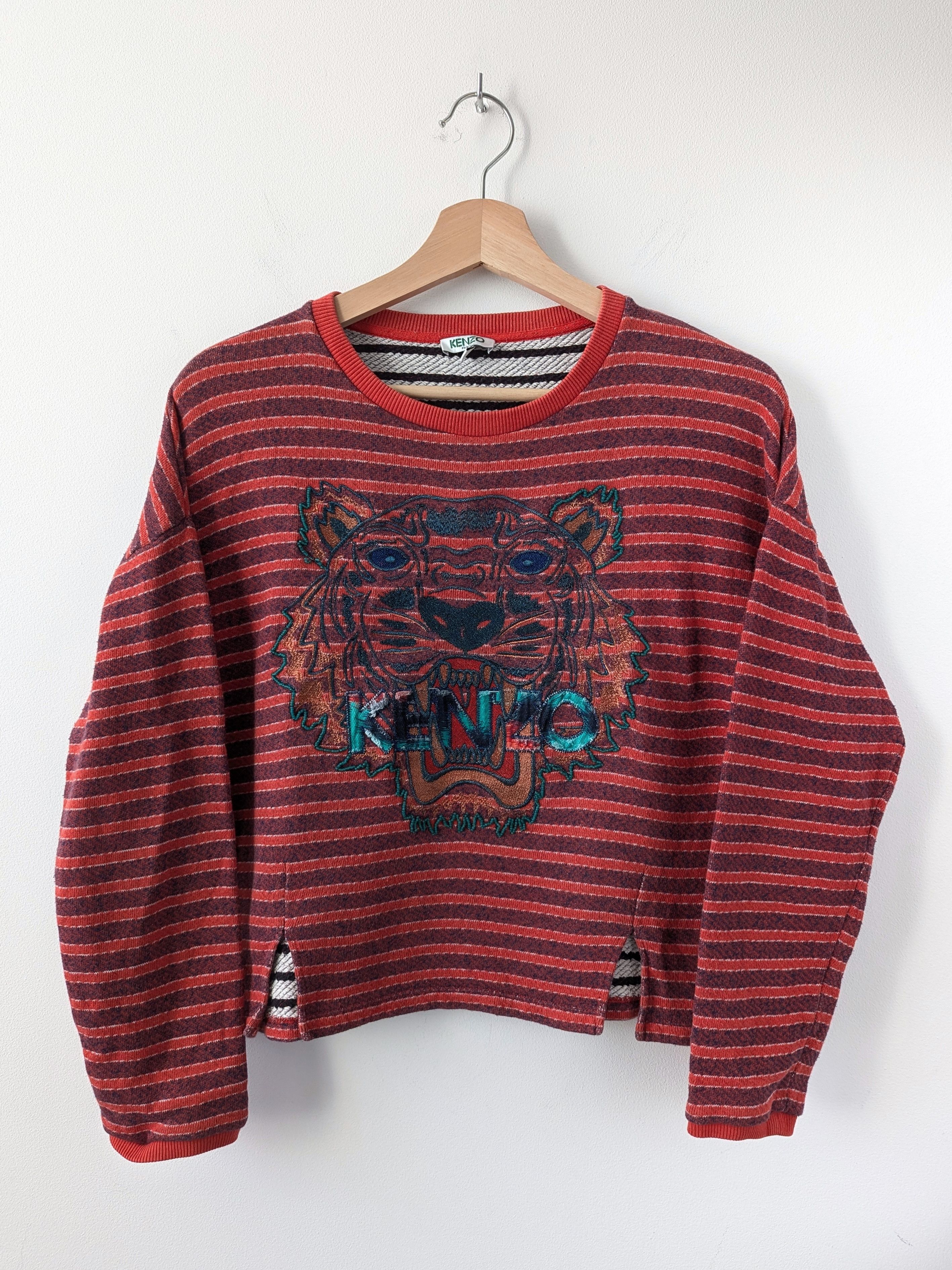 Kenzo Kenzo Paris Tiger Embroidered Sweatshirt Striped Red S M Size M / US 6-8 / IT 42-44 - 1 Thumbnail