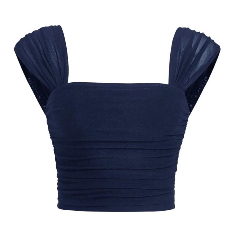 Shein Square Neck Ruched Tank Top in Blue, Size L Size L / US 10 / IT 46 - 1 Thumbnail