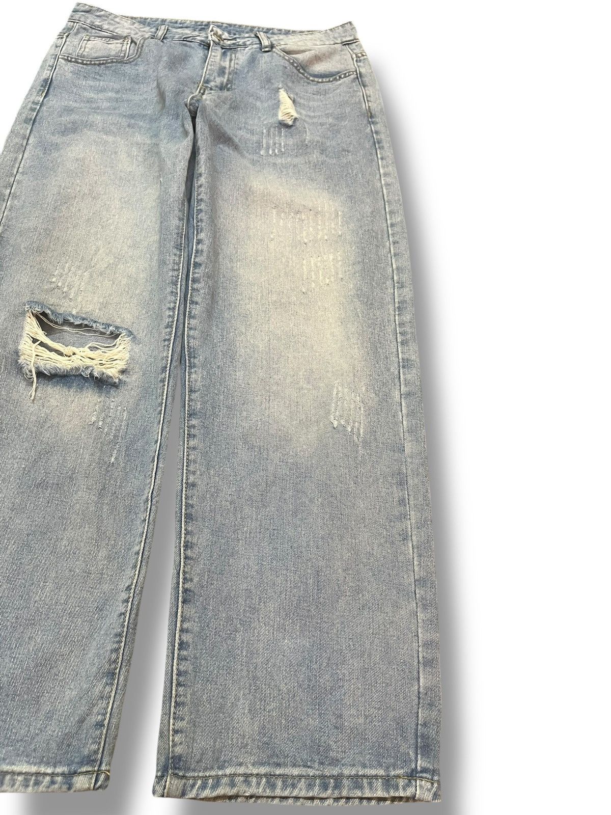 Shein Shein Wide Leg Baggy Grunge Distressed Denim Size US 33 - 4 Thumbnail