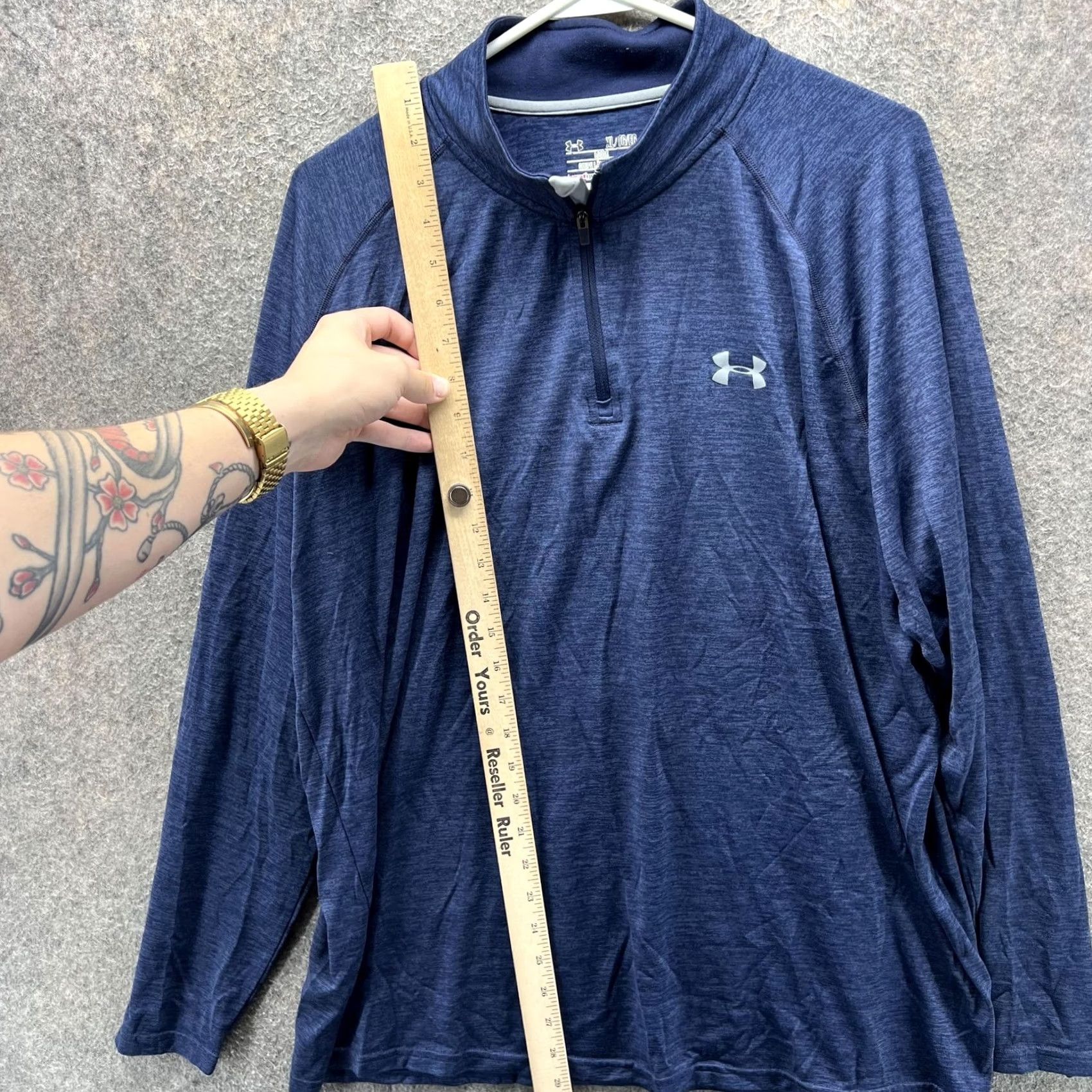 Under Armour Under Armour Pullover Mens XL Blue HeatGear Quarter Zip Long Sleeve Athletic Shirt Size US XL / EU 56 / 4 - 6 Thumbnail