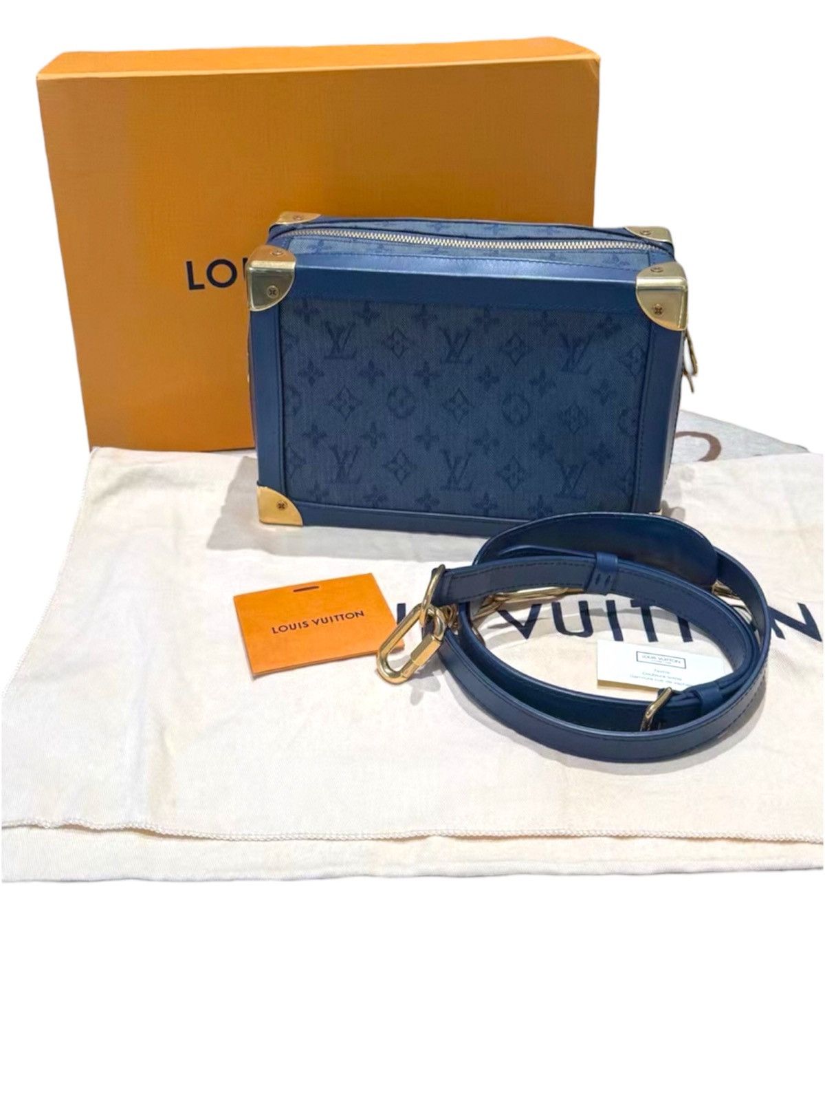 Louis Vuitton Louis Vuitton Soft Trunk Crossbody Bag Monogram Denim Navy Size ONE SIZE - 1 Thumbnail