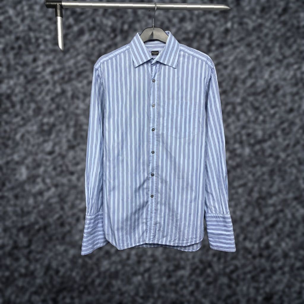 Paul Smith VINTAGE Paul Smith London Mens Long Sleeve Striped Shirt L Blue Cotton Shirt Mens London - 1990s Size US L / EU 52-54 / 3 - 1 Thumbnail