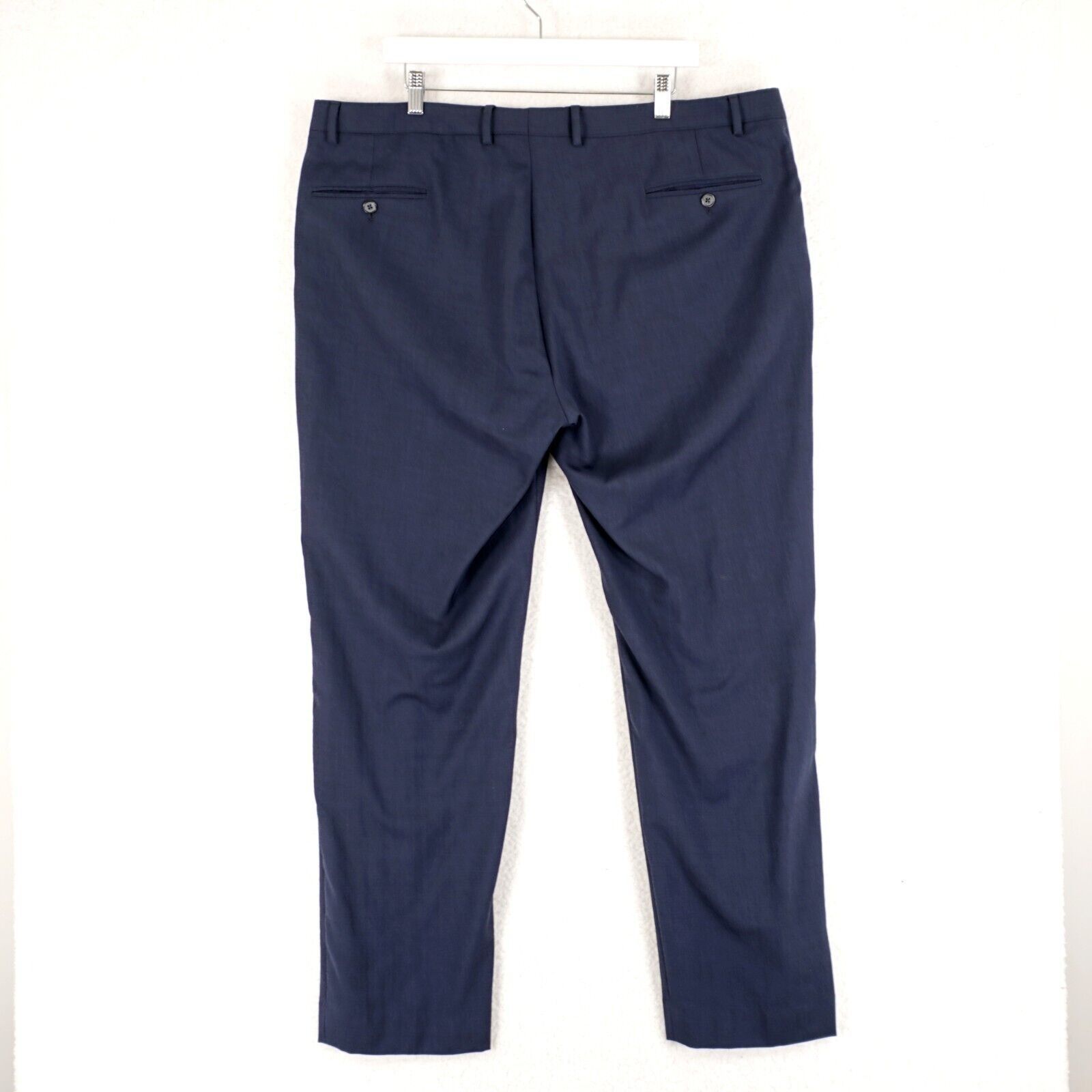 Pronto Uomo Pronto Uomo Platinum Wool Blue Sharkskin Flat Front Mid Rise Size 42R - 4 Thumbnail