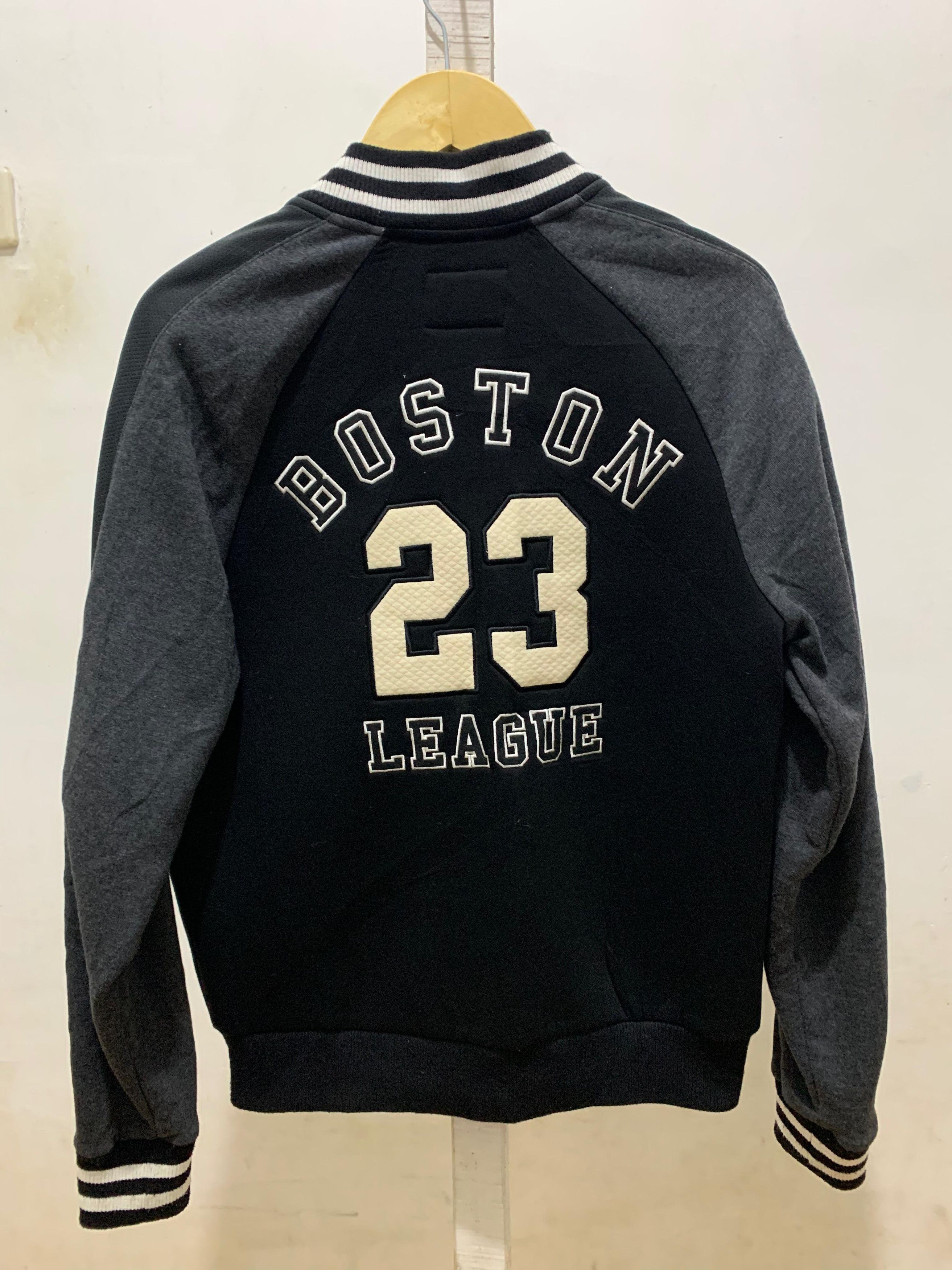 Vintage Polham Varsity Jacket Black Grey - Boston League 23 Size US S / EU 44-46 / 1 - 2 Thumbnail