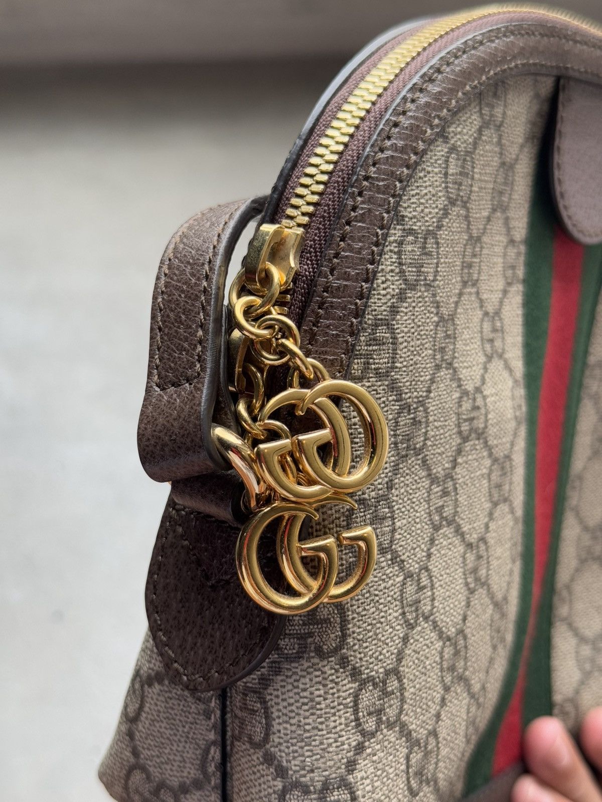 Gucci GUCCI BROWN CANVAS GG SUPREME OPHIDIA DOME SMALL BAG Size ONE SIZE - 10 Thumbnail
