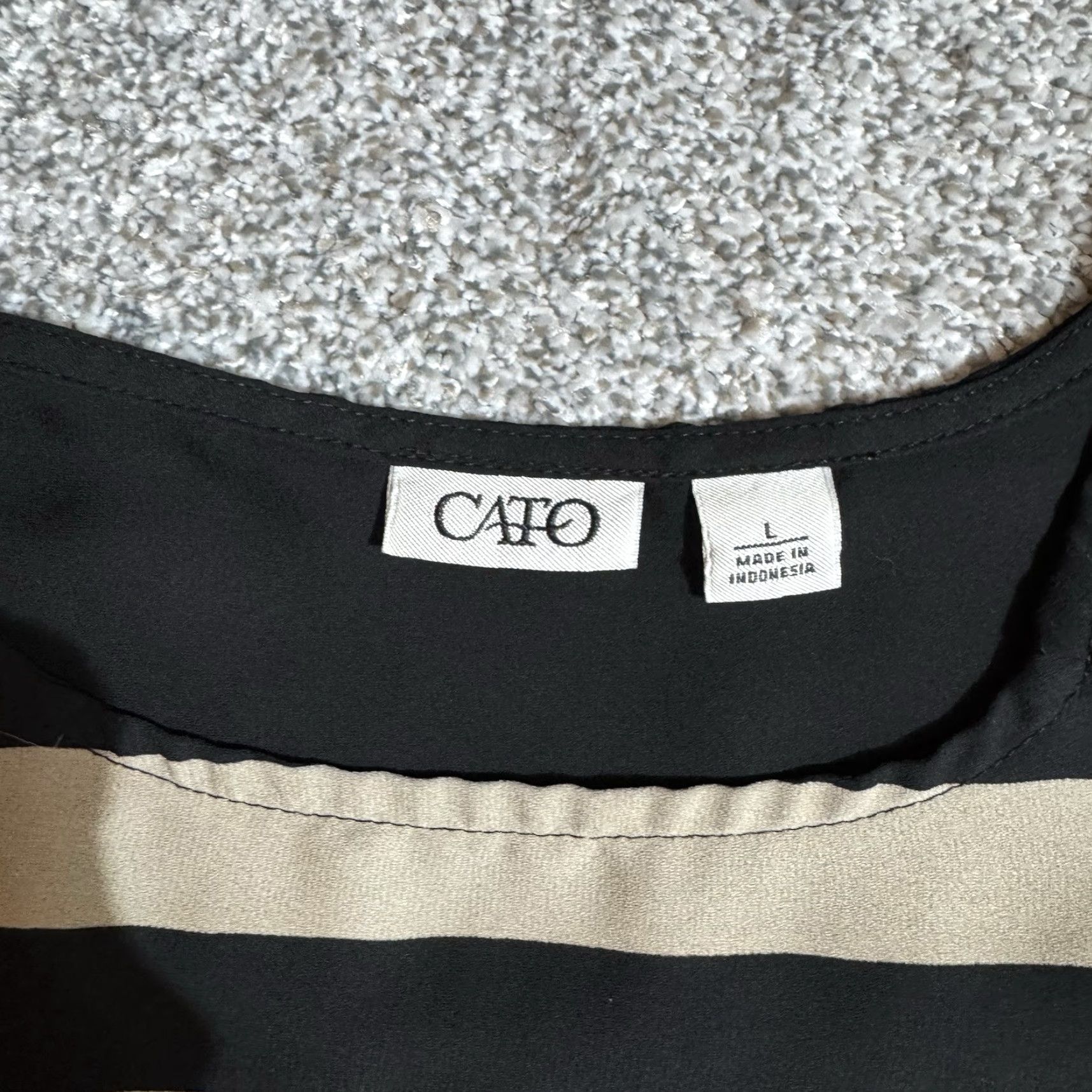 Vintage Cato Blouse Women Large Striped High Low Hem Casual Modern Dress Shirt Regular 100% Polyester Black Womens Size L / US 10 / IT 46 - 4 Thumbnail