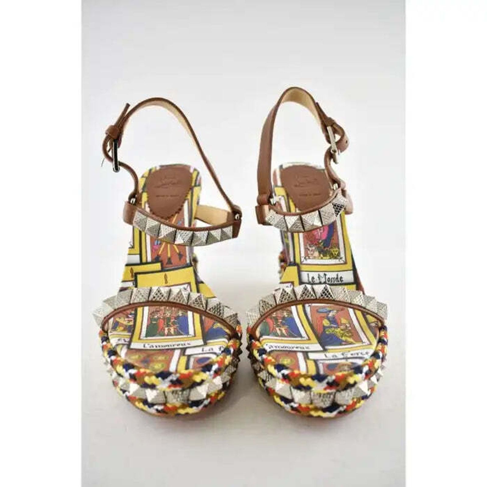 Christian Louboutin Pyraclou 110 Tarot Card Platform Wedge Sandal Heel Pump 39 Size US 9 / IT 39 - 6 Thumbnail