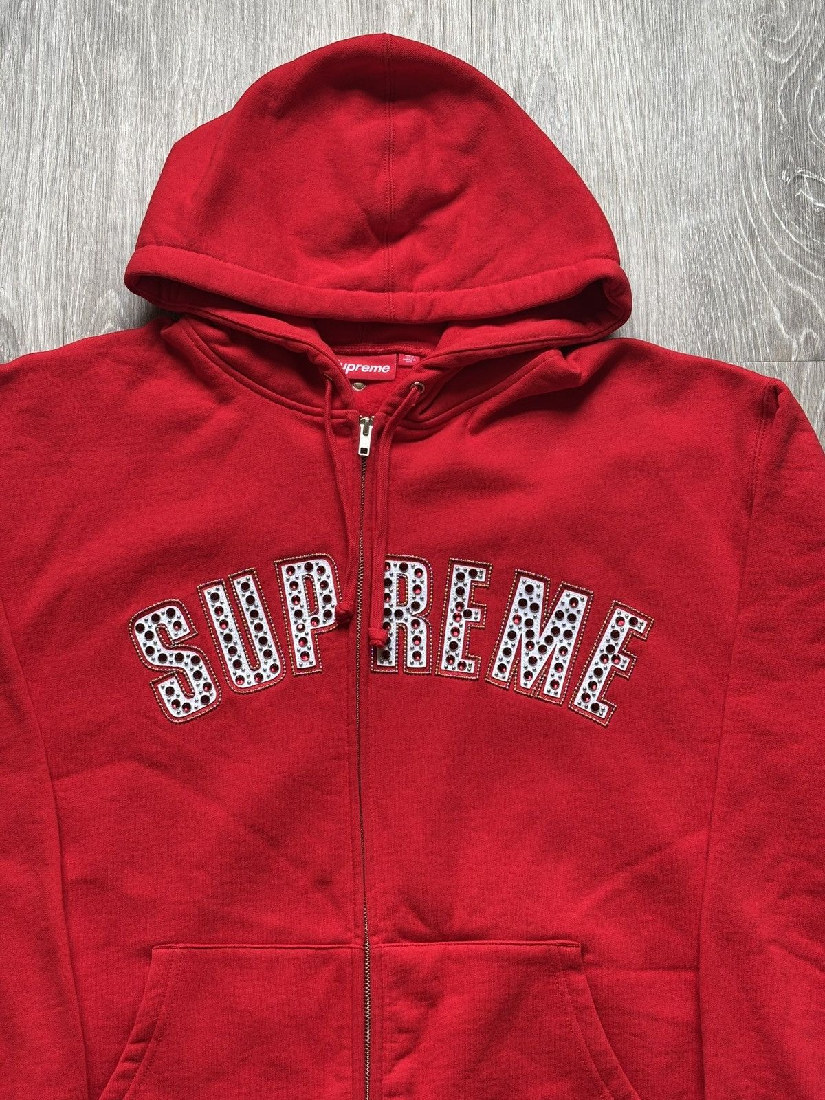 B.B. Simon × Supreme Supreme BB Simon Studded Zipup Hoodie Red Size US XL / EU 56 / 4 - 5 Thumbnail