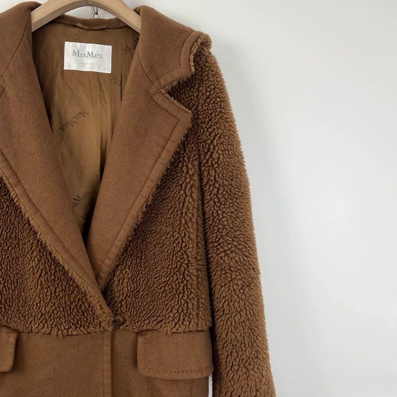 Max Mara Max Mara Dark coffee teddy wool patchwork coat Size XL / US 12-14 / IT 48-50 - 4 Thumbnail