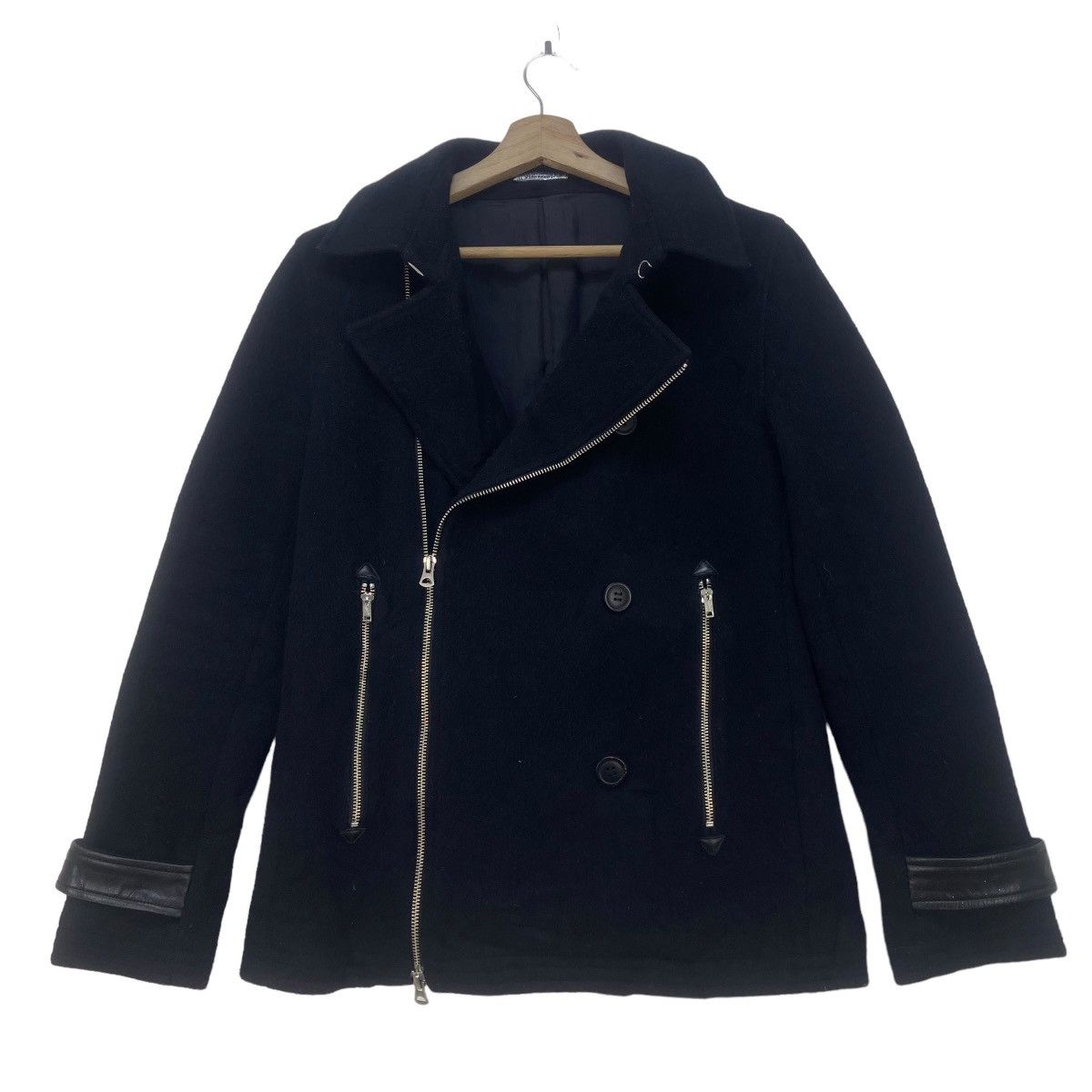 Giacometti Biker Double Collar Wool Jacket