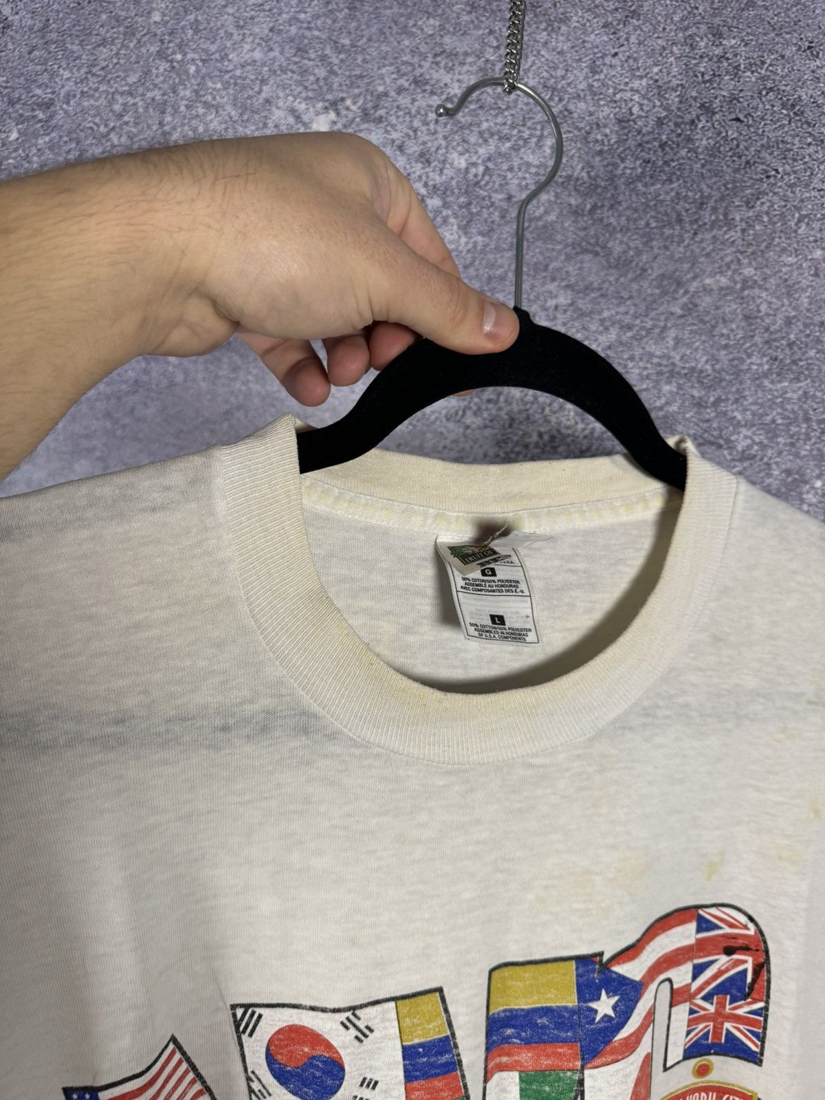 Fruit Of The Loom × Vintage Vintage 90’s NYC White Flag Graphic T Shirt Large Souvenir Size US L / EU 52-54 / 3 - 11 Thumbnail
