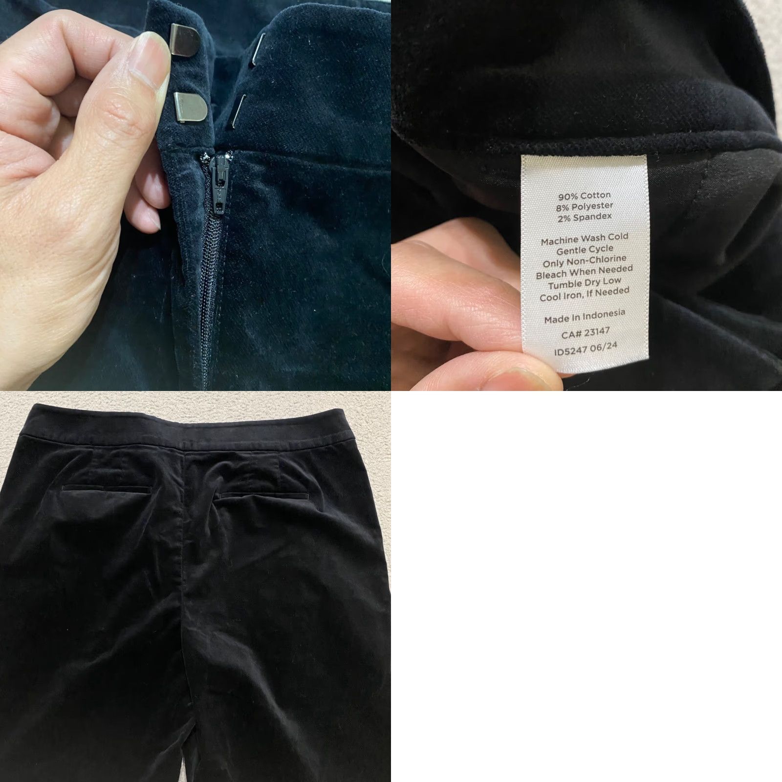 Talbots Talbots Womens 16W Pants Black Velvet High Rise Wide Leg Straight Inseam 31in Plus Body Size 38" / US 16 / IT 52 - 8 Thumbnail