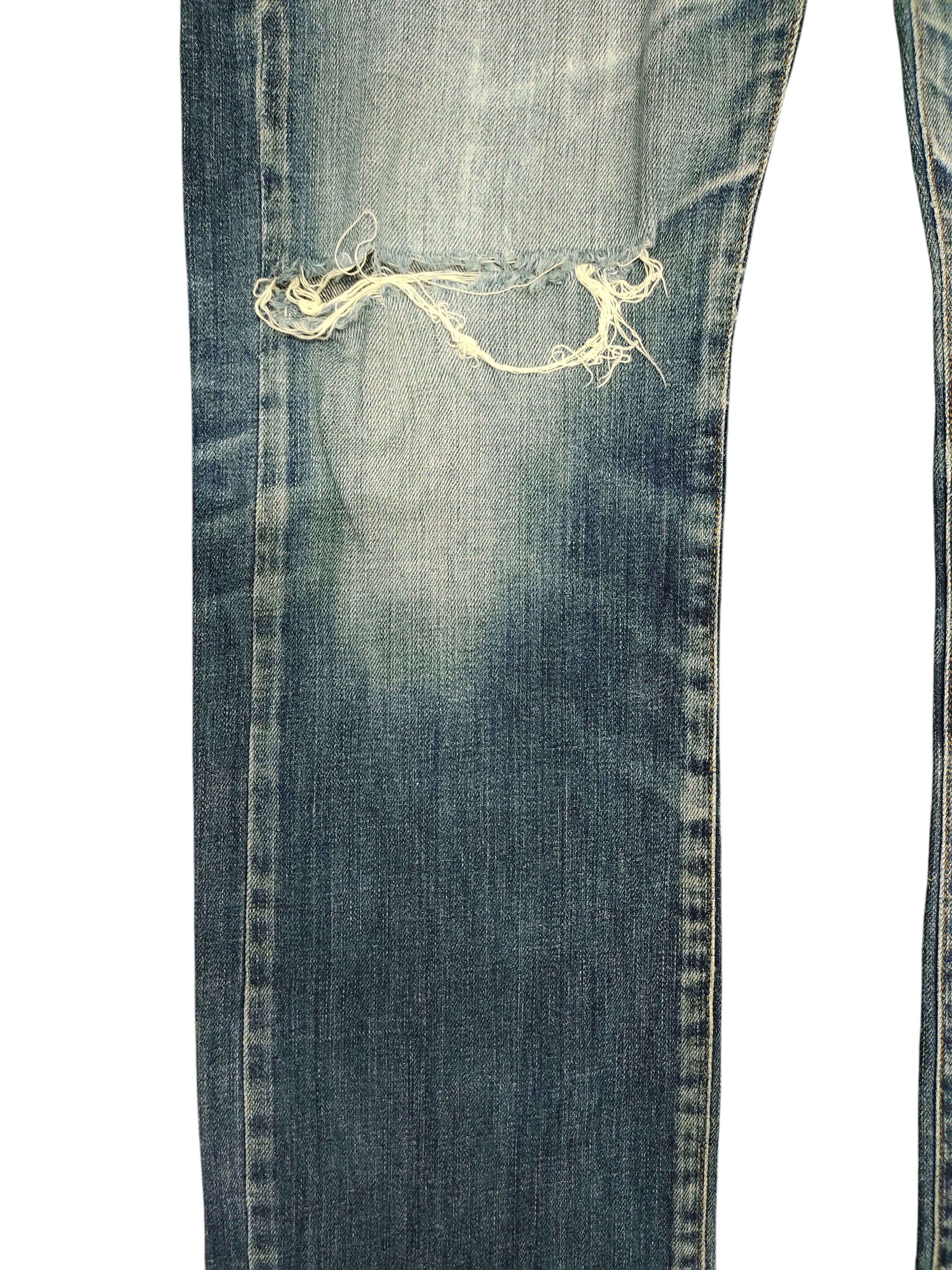 Kapital Vintage 90s Johnbull Clawmark Distress Faded Denim Jeans Size US 35 - 4 Thumbnail