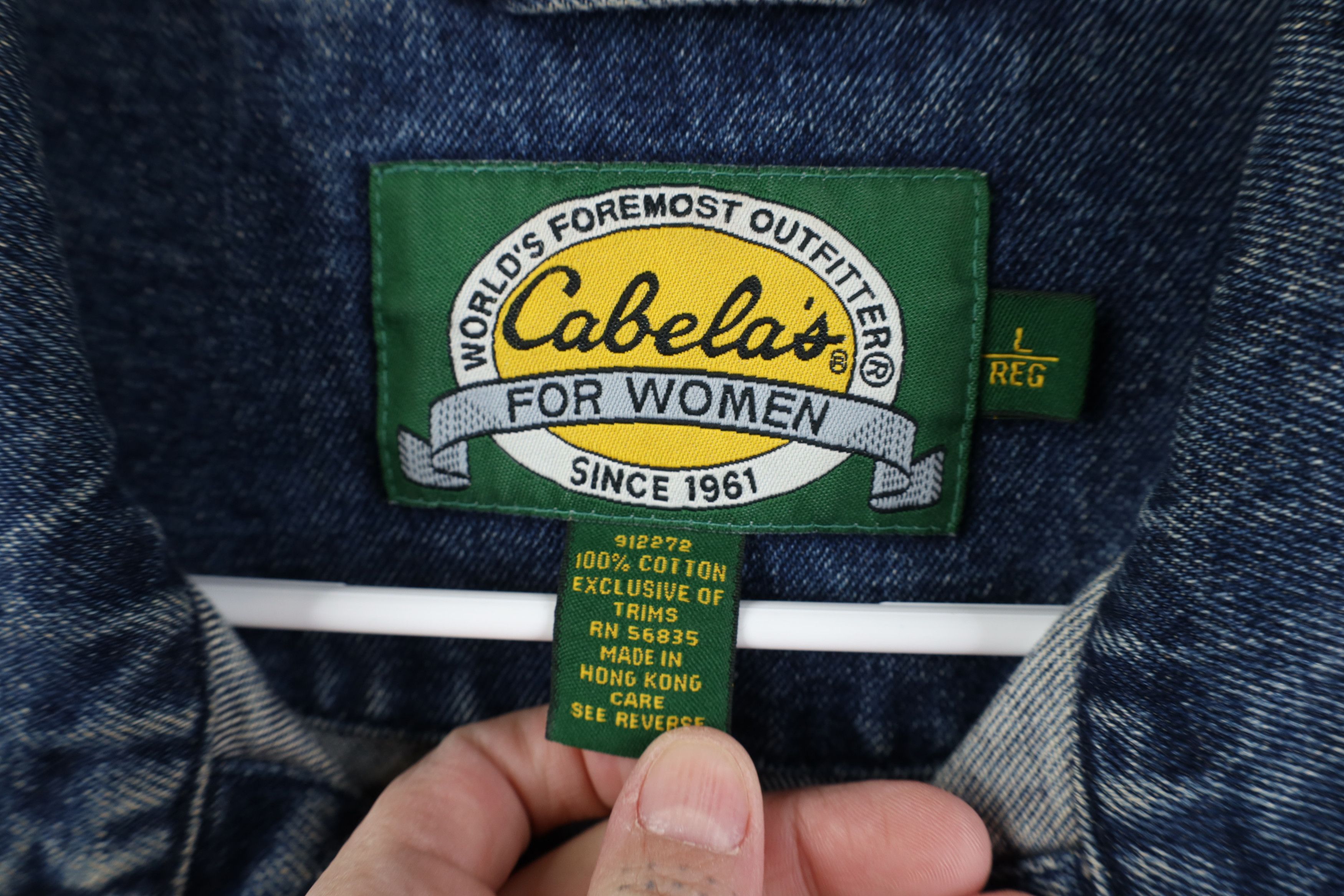 Cabelas Vintage 90s Cabelas Denim Jean Trucker Jacket Blue Cotton Size L / US 10 / IT 46 - 9 Thumbnail