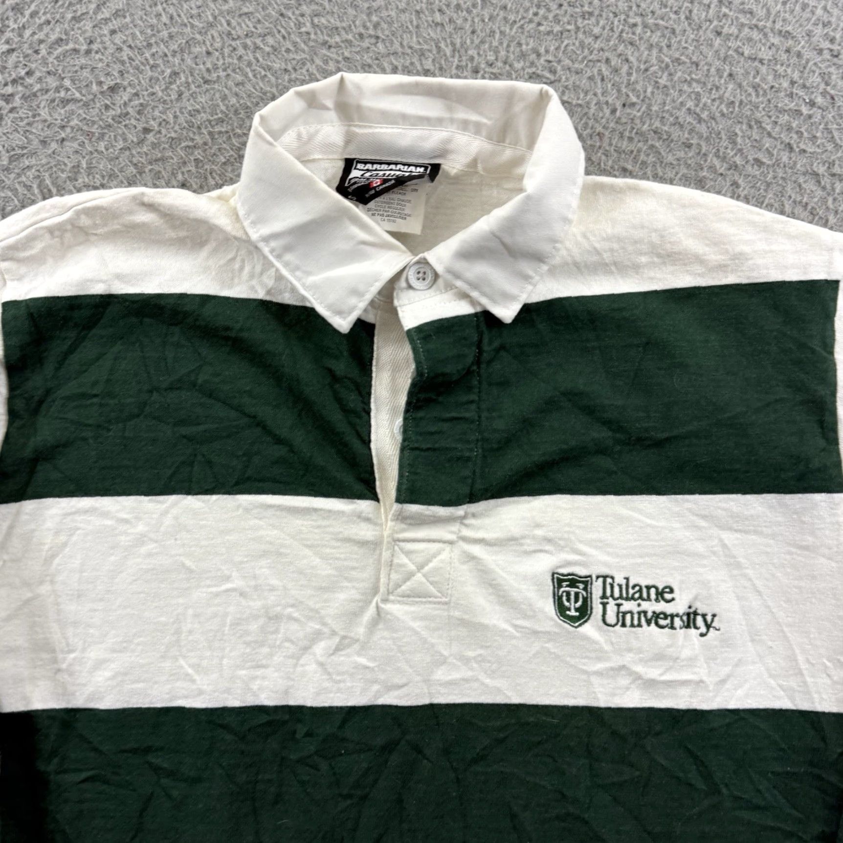 Barbarian VINTAGE Barbarian Polo Shirt Womens Small Green Striped Long Sleeve Knit 100% Cotton Regulated Size S Womens Size S / US 4 / IT 40 - 3 Thumbnail