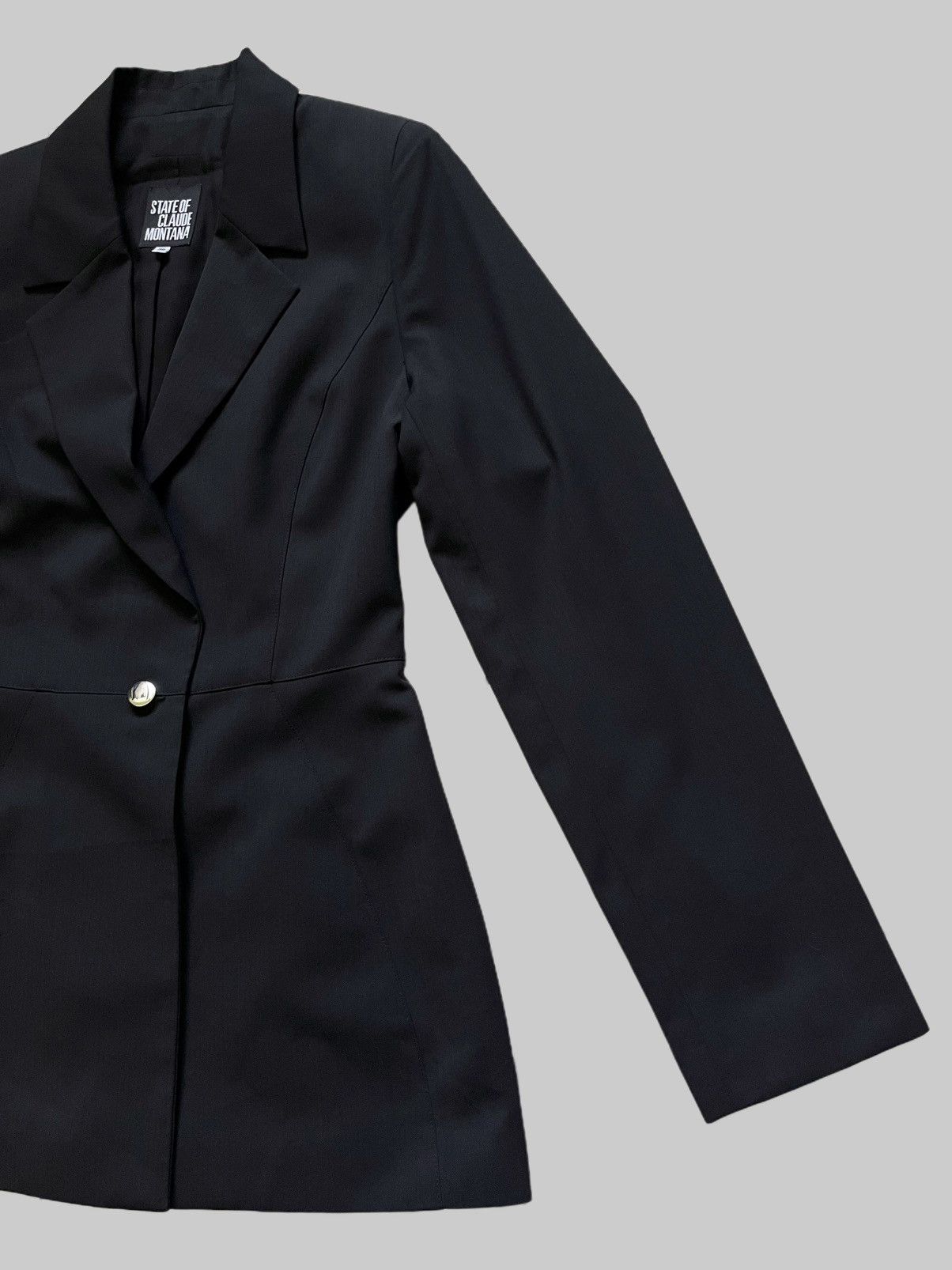 Claude Montana Vintage Claude Montana Black Fitted Blazer Suit Jacket Size S / US 4 / IT 40 - 8 Thumbnail