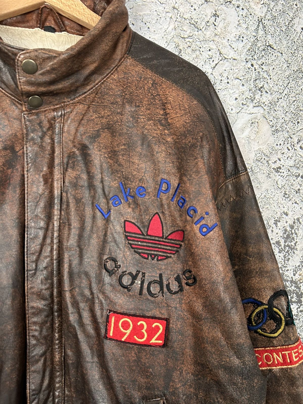 Adidas Vintage Adidas Lake Placid Olympic Games 1932 Leather Jacket Size US L / EU 52-54 / 3 - 4 Thumbnail