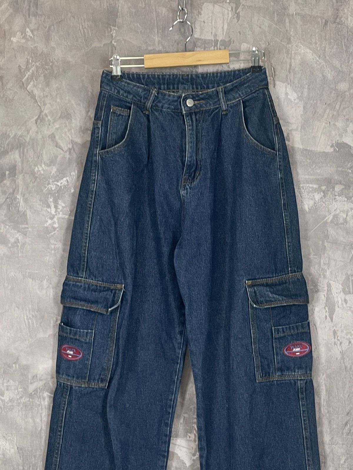 Vintage vintage Y2K Wake dark baggy fit denim cargo jeans Size US 30 / EU 46 - 2 Thumbnail