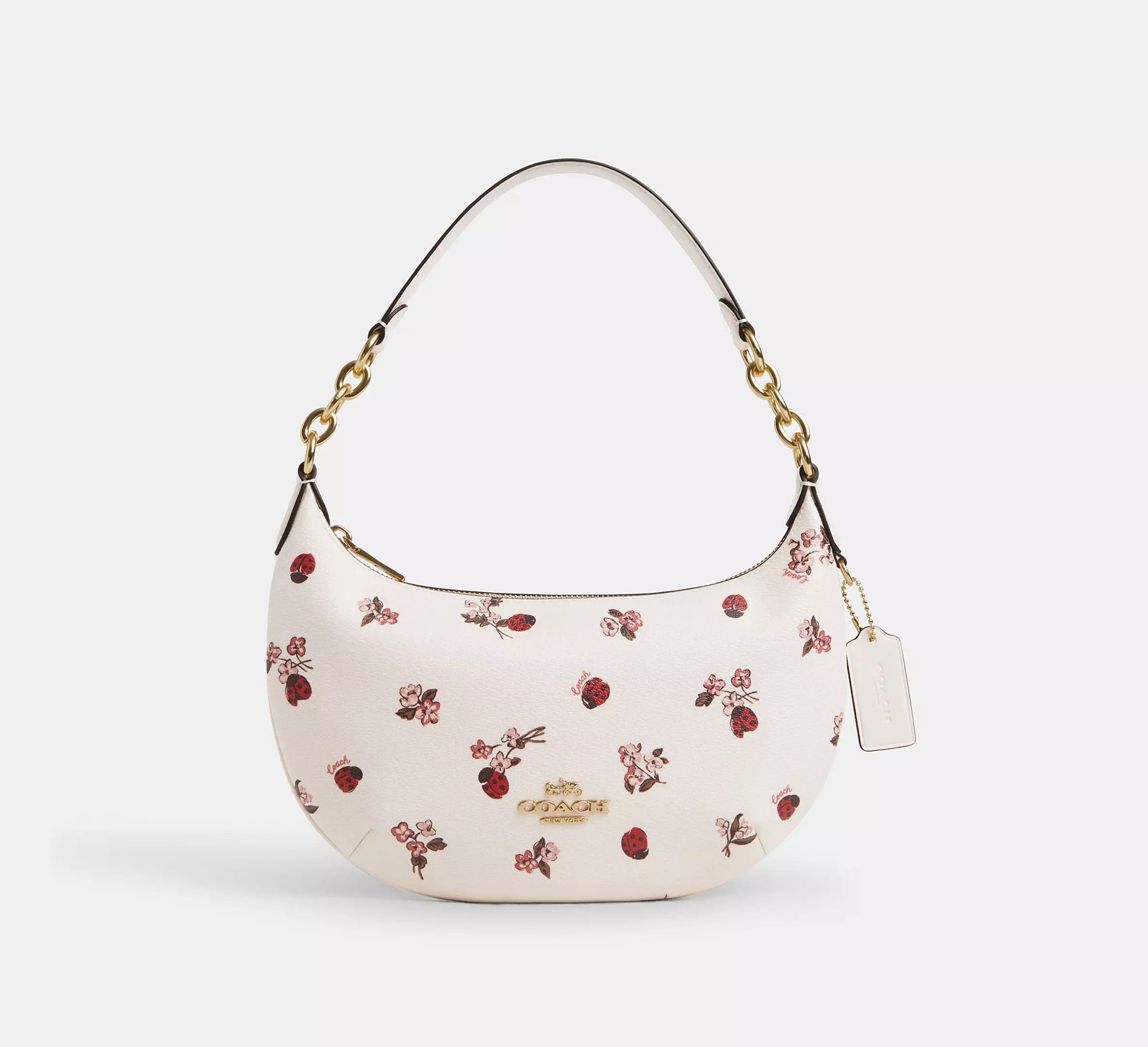 image of NWT Coach Payton Hobo With Ladybug Floral Print Cu270 in Gold, Women's