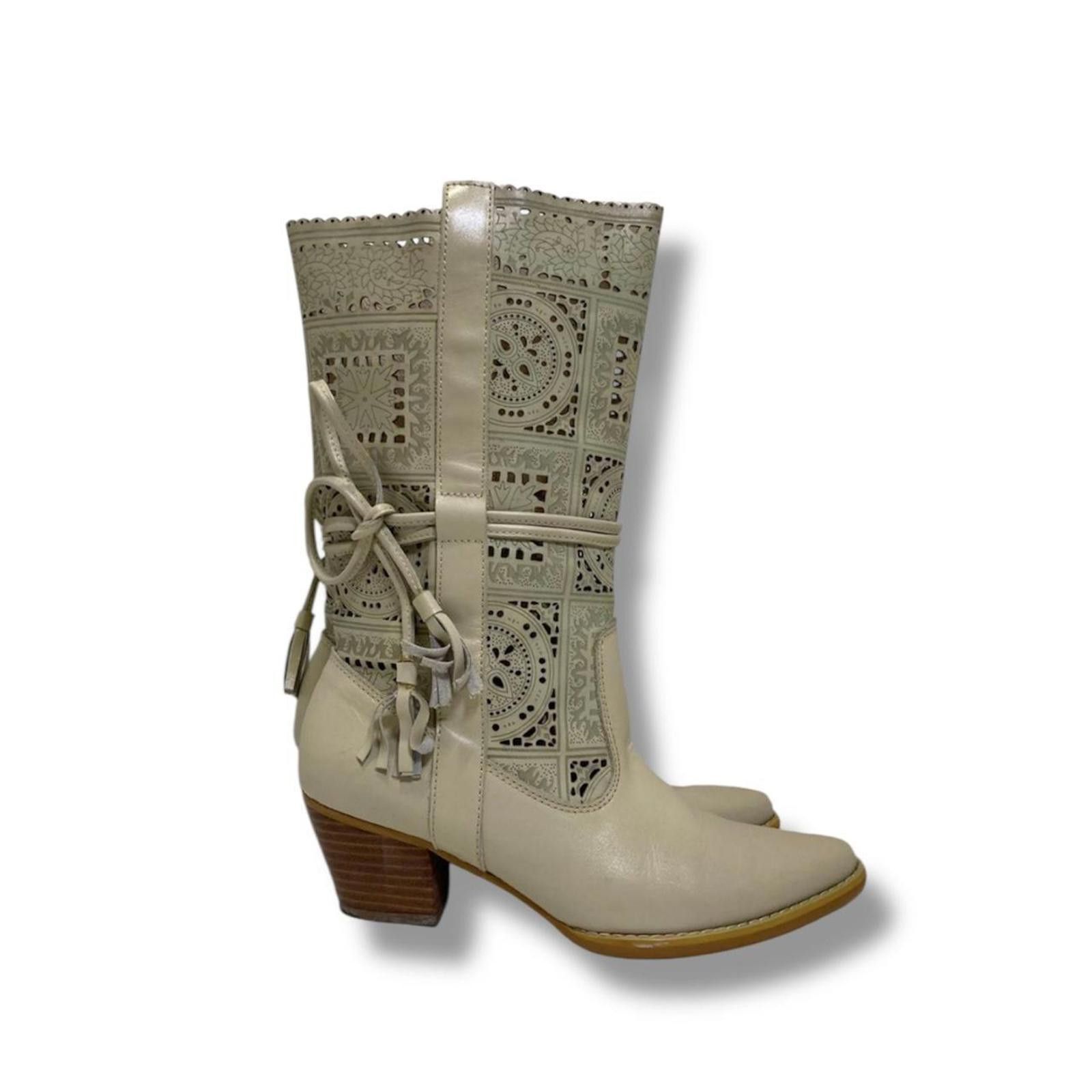 Other Western style fairy grunge mid length biker boots Size US 6.5 / IT 36.5 - 2 Thumbnail