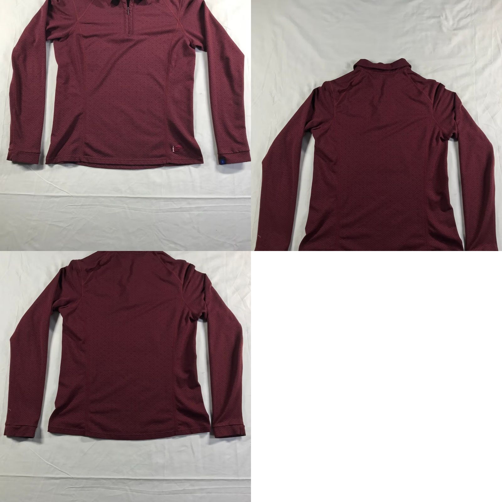 Vintage Irideon Riding Wear Womens Medium Burgundy Diamond Texture Quarter Zip Pullover Size M / US 6-8 / IT 42-44 - 8 Thumbnail