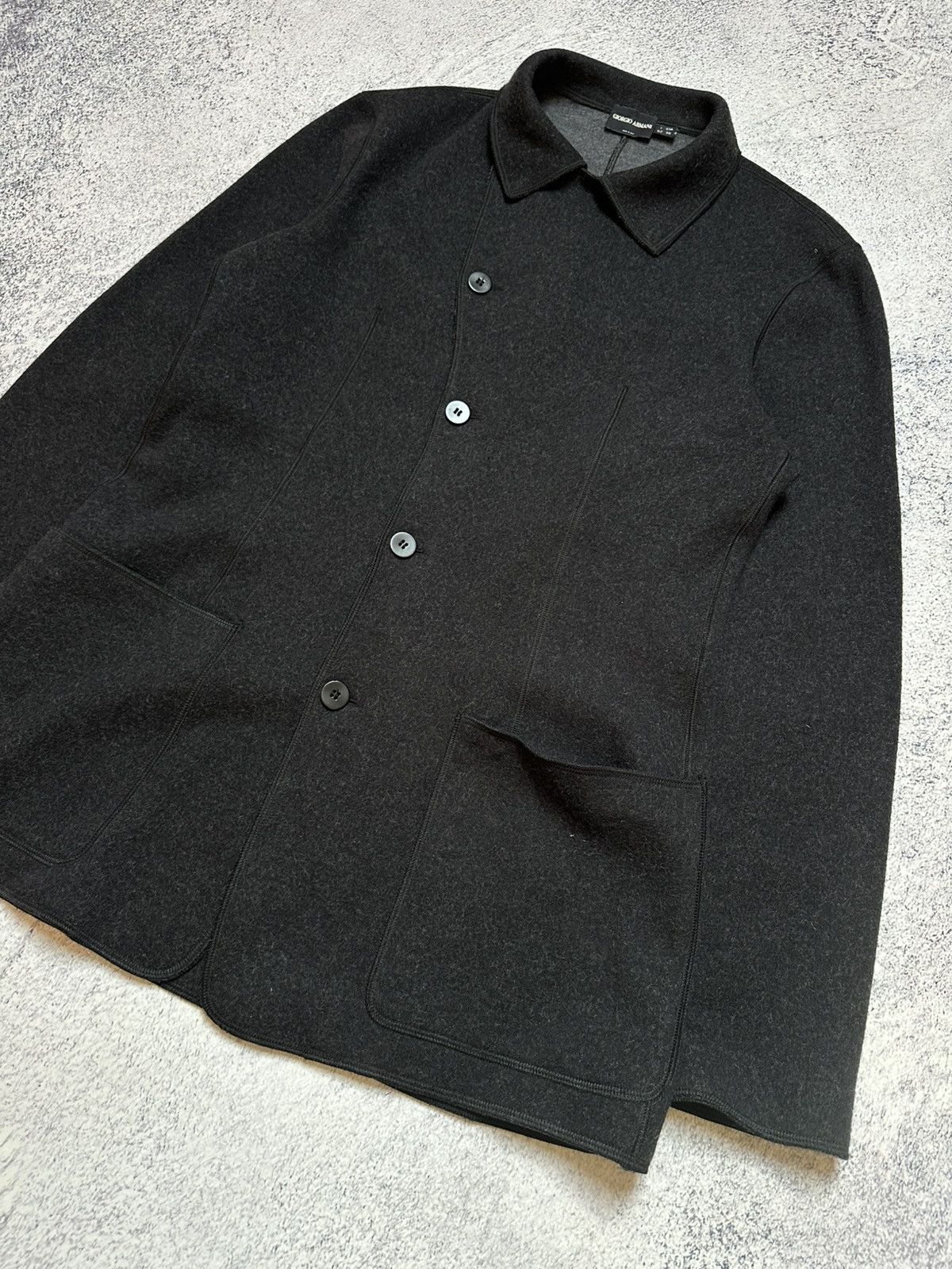 Comme des Garcons Giorgio Armani Unstructured Wool Jacket Asymmetric Military Size 42R - 7 Thumbnail