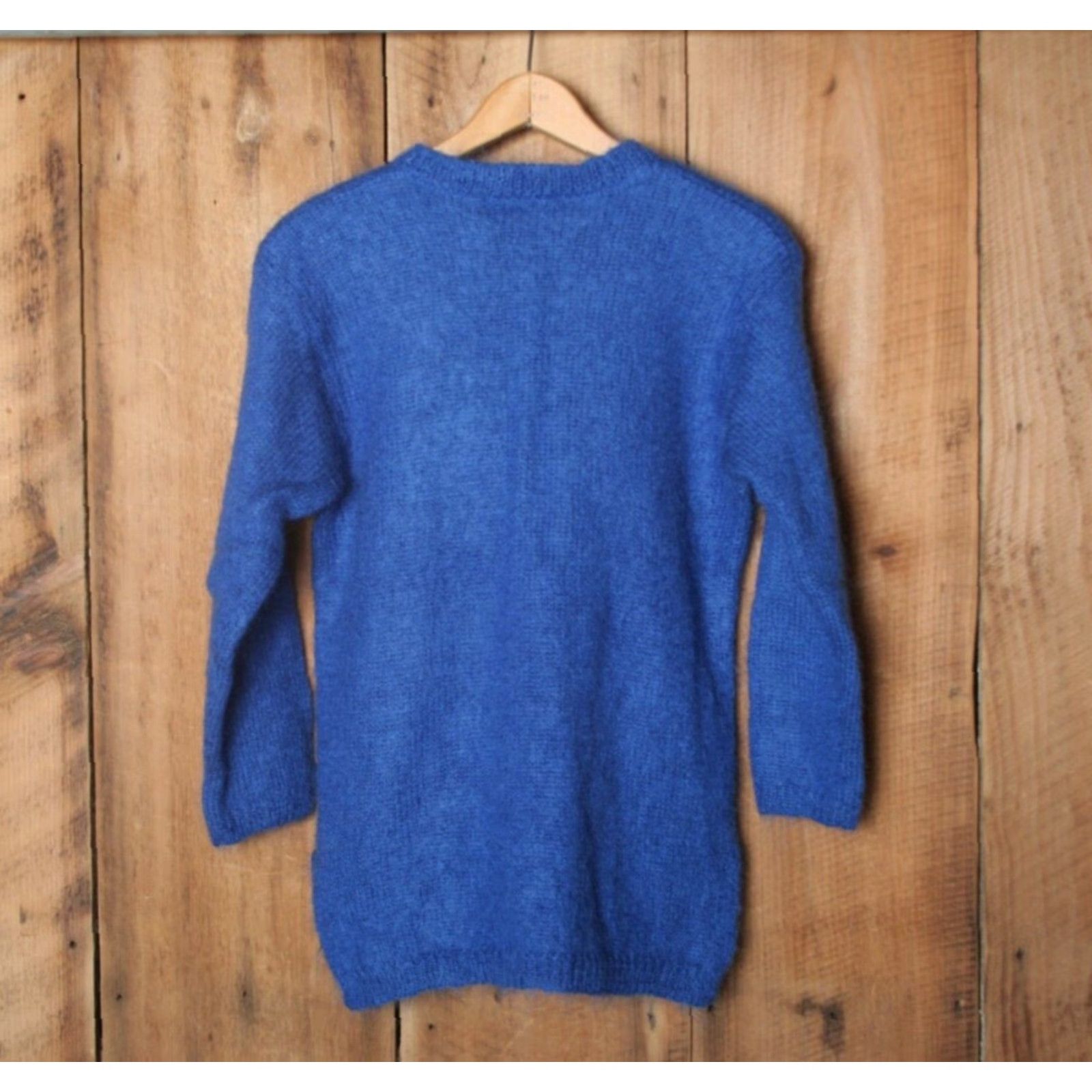Vintage AUGUST SILK KNITS Catherine Lover Blue Mohair Blend 3/4 Sleeve Cardigan Sz. S Womens Knit Cardigan Blue Mohair Size S / US 4 / IT 40 - 5 Thumbnail