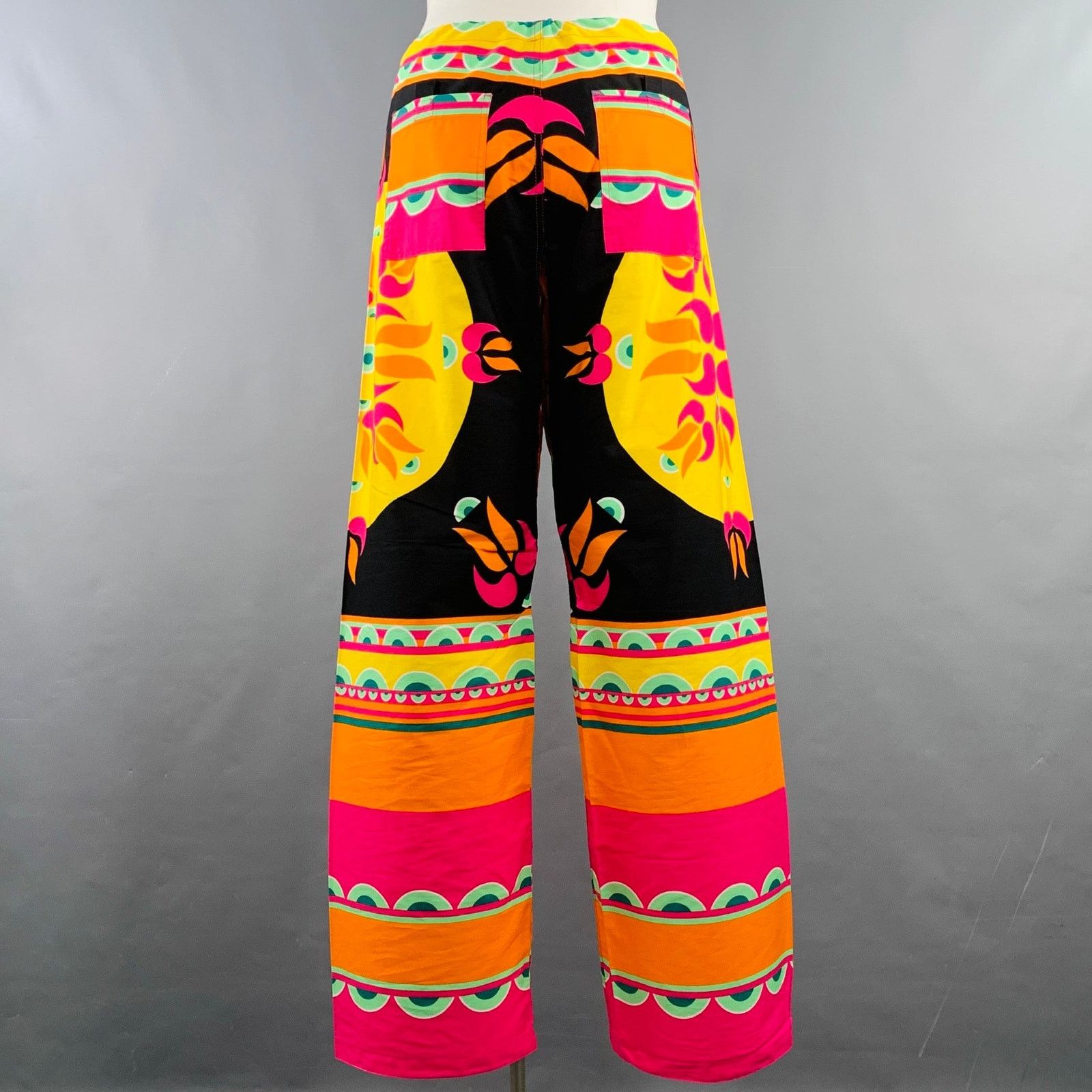 RED Valentino Size 12 Multi Color Cotton Print Drawstring Casual Pants Size 34" / US 12 / IT 48 - 3 Thumbnail