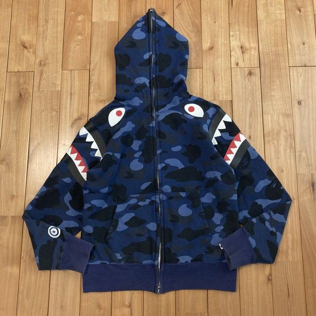 Bape BAPE Shoulder Shark Full Zip Hoodie blue camo a bathing ape Size US S / EU 44-46 / 1 - 2 Thumbnail
