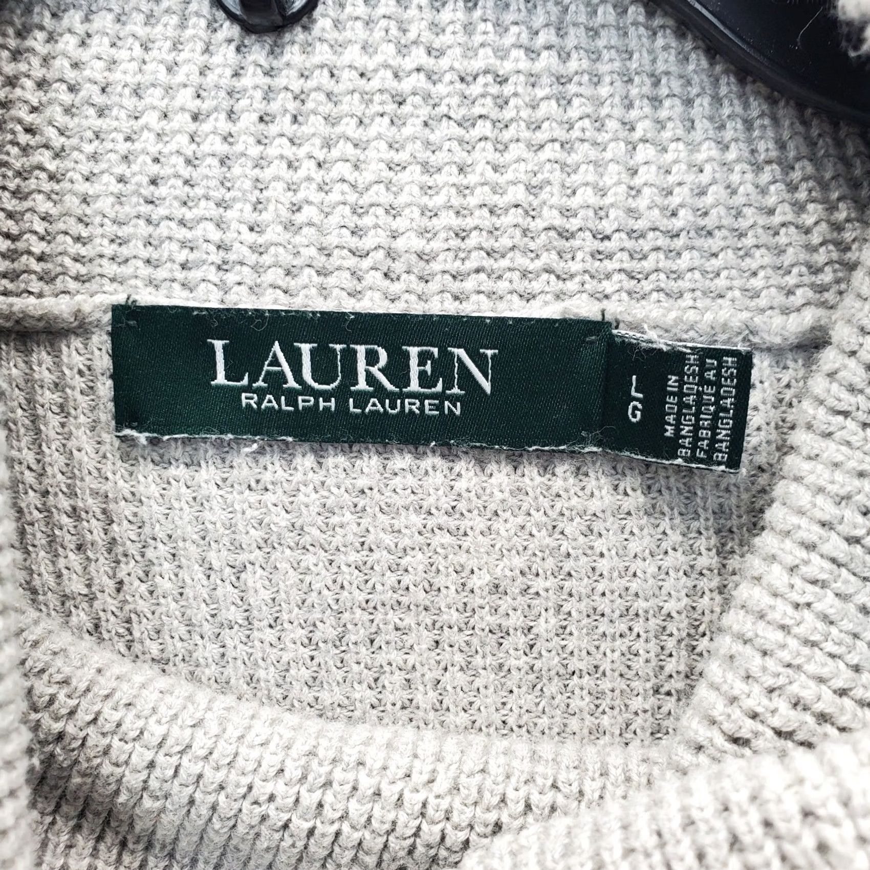 Ralph Lauren Lauren Ralph Sweater Womens L Gray Waffle Knit Cowl Neck Drawstring Size L / US 10 / IT 46 - 5 Thumbnail