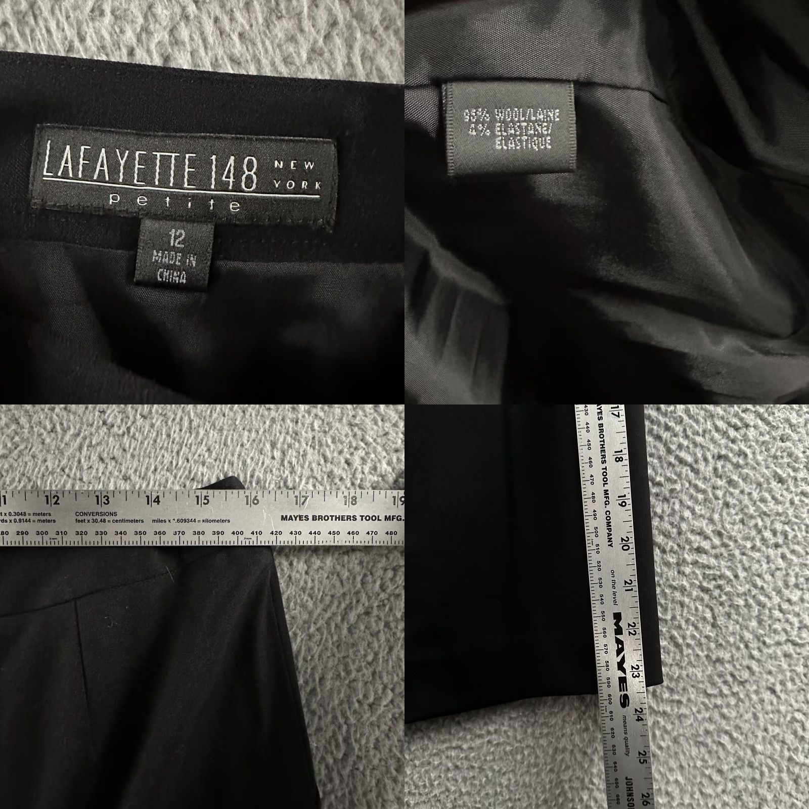 Vintage VINTAGE Lafayette 148 New York Womens Skirt Black 12P Petite Career Lined Wool Blend Knee Length Pencil Wool Blend Spandex Lined Women Skirt Mens? Size 34" / US 12 / IT 48 - 8 Thumbnail