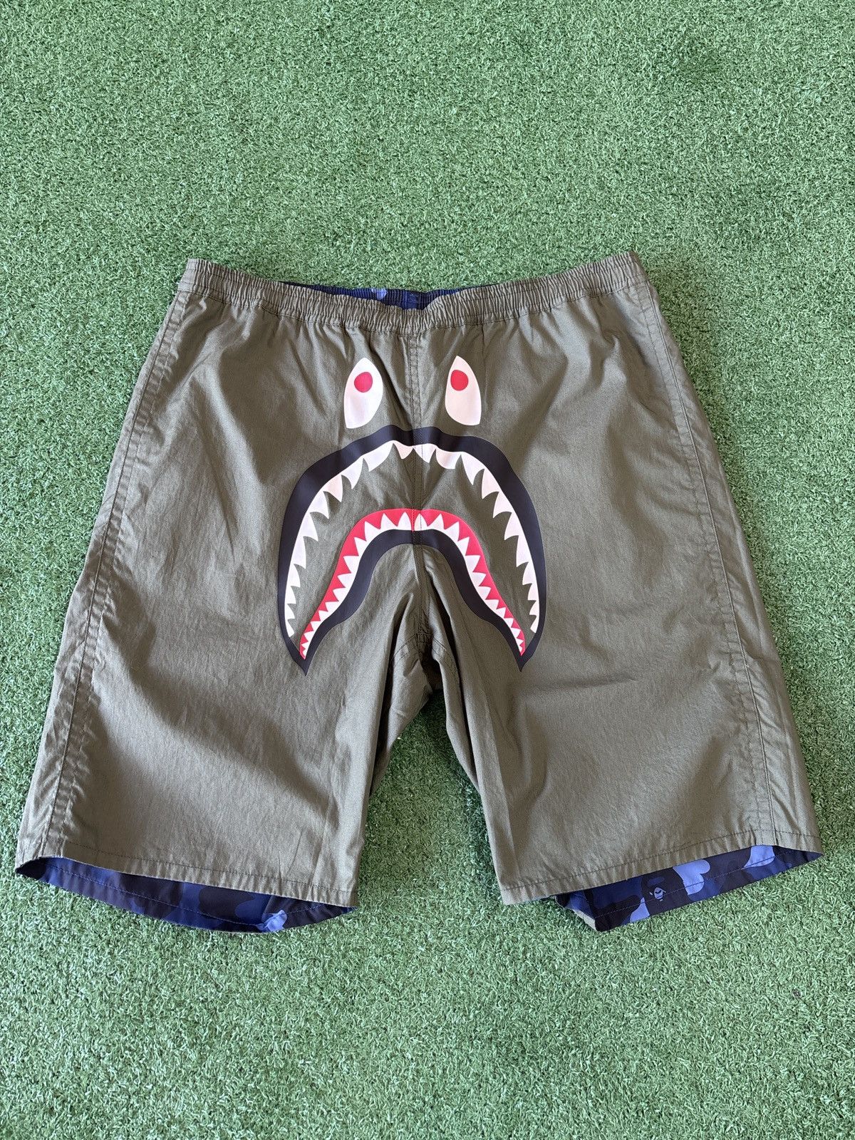 Bape Reversible Blue Color Camo Shark Shorts
