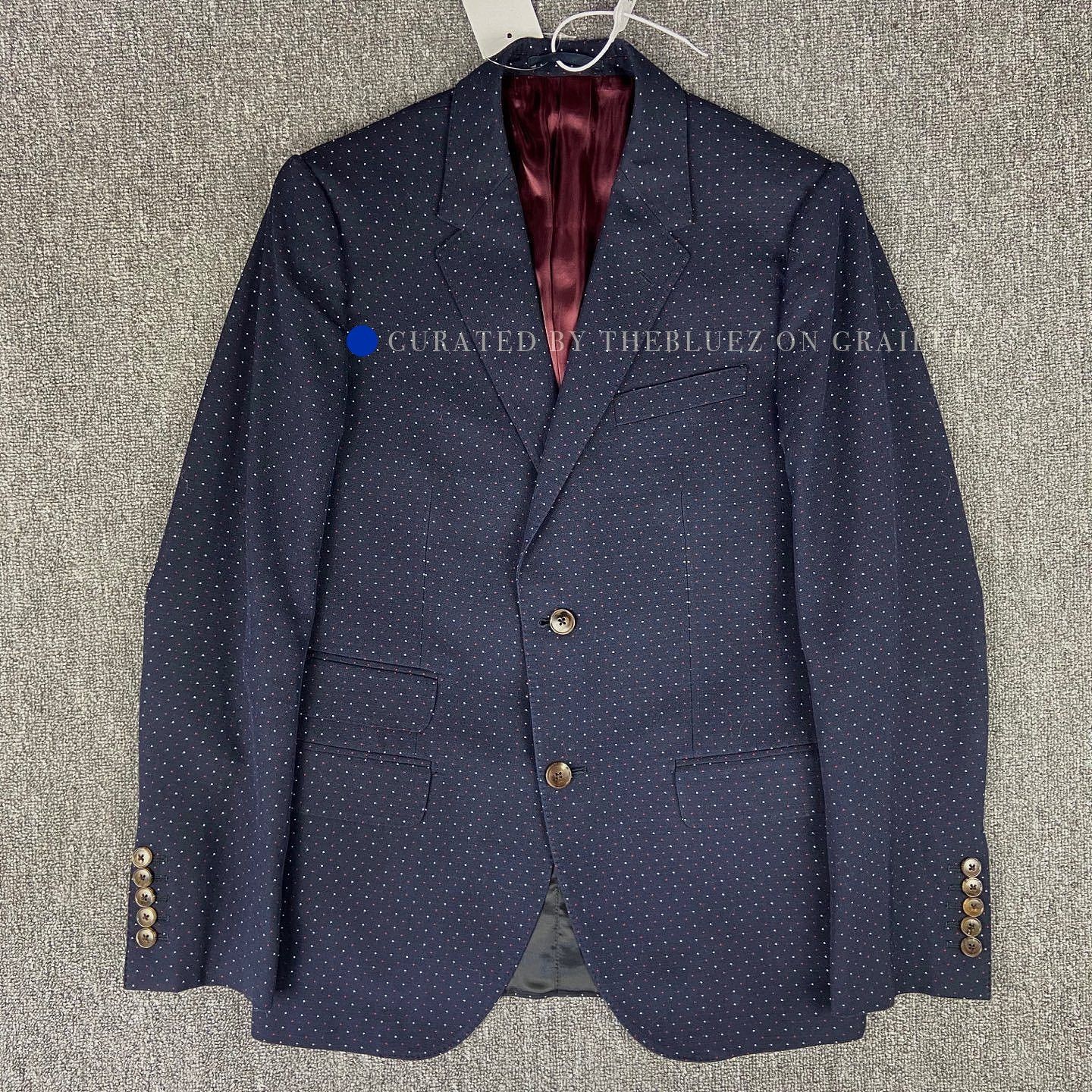 Gucci Stylish Blue Polka Dot Blazer Size US M / EU 48-50 / 2 - 1 Thumbnail